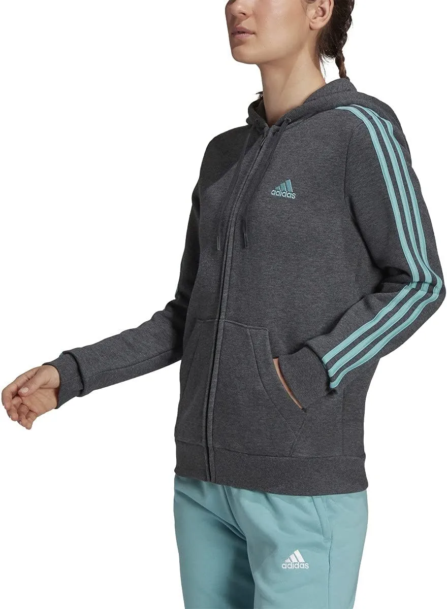 adidas Women's Essentials Fleece 3-Stripes Full-Zip Hoodie