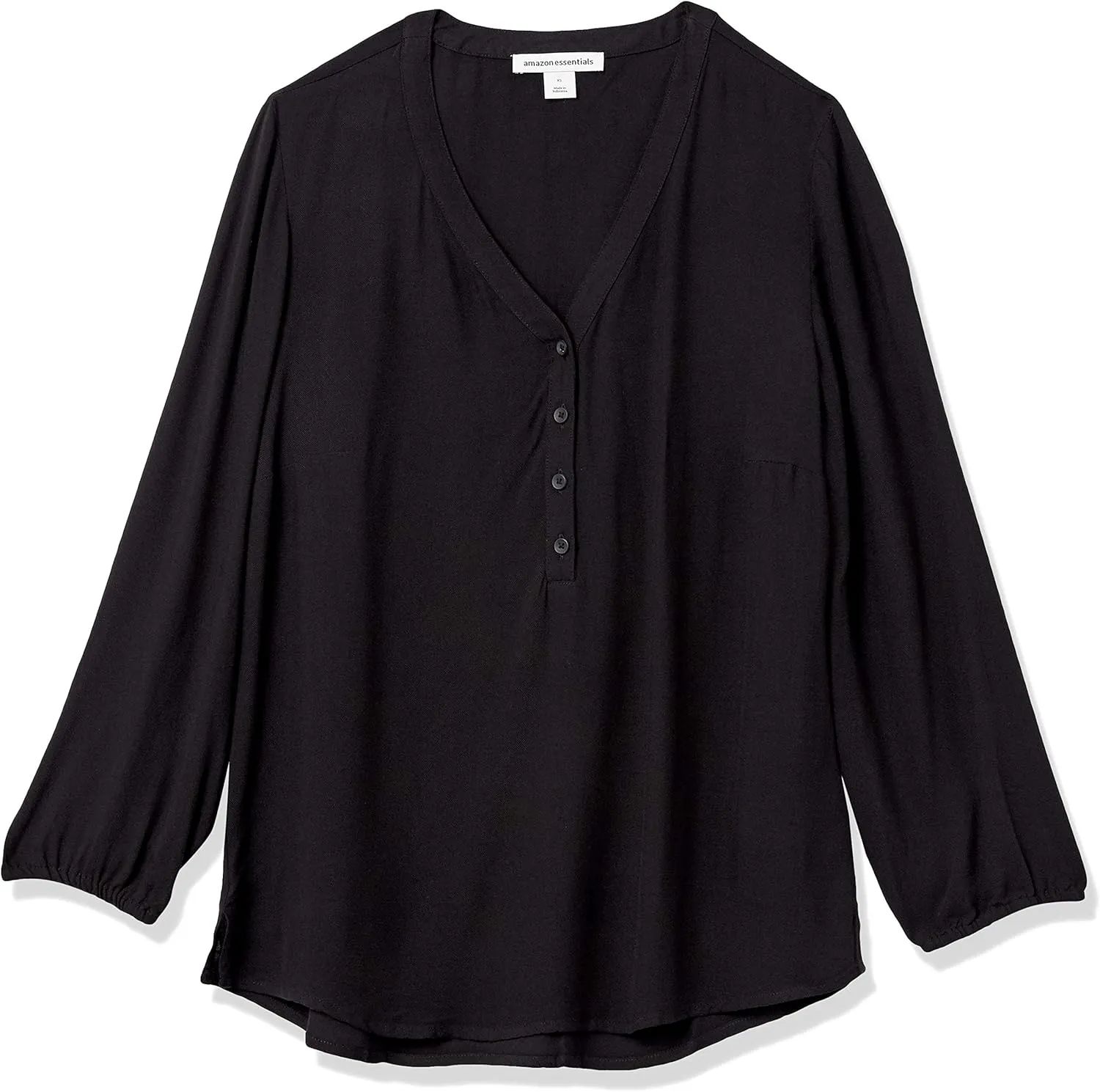 Amazon Essentials Women's 3/4 Sleeve Button Popover Shirt, Loose-Fit V-Neck Blouse