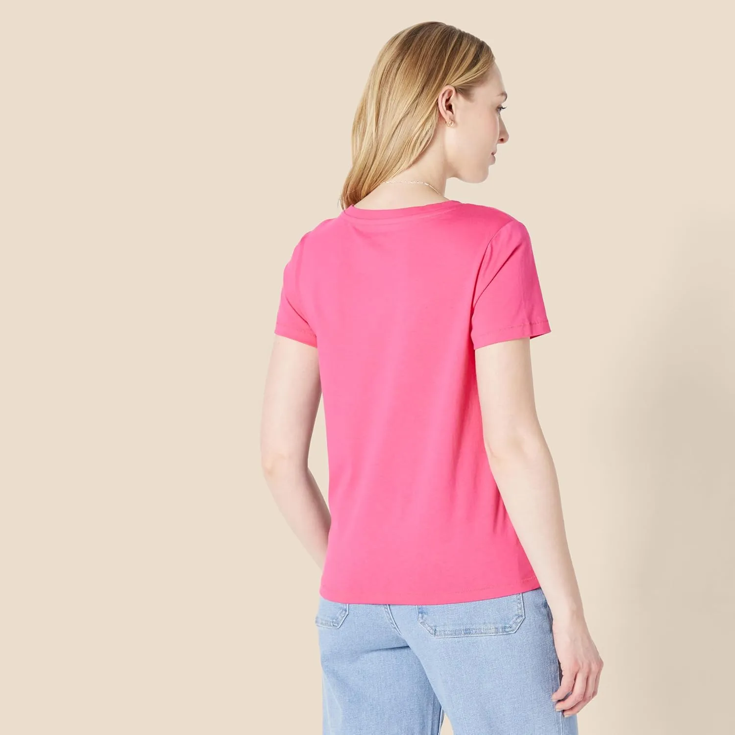 Amazon Essentials Women's Regular Fit 100% Cotton V-Neck Short Sleeve T-Shirt, Multipacks