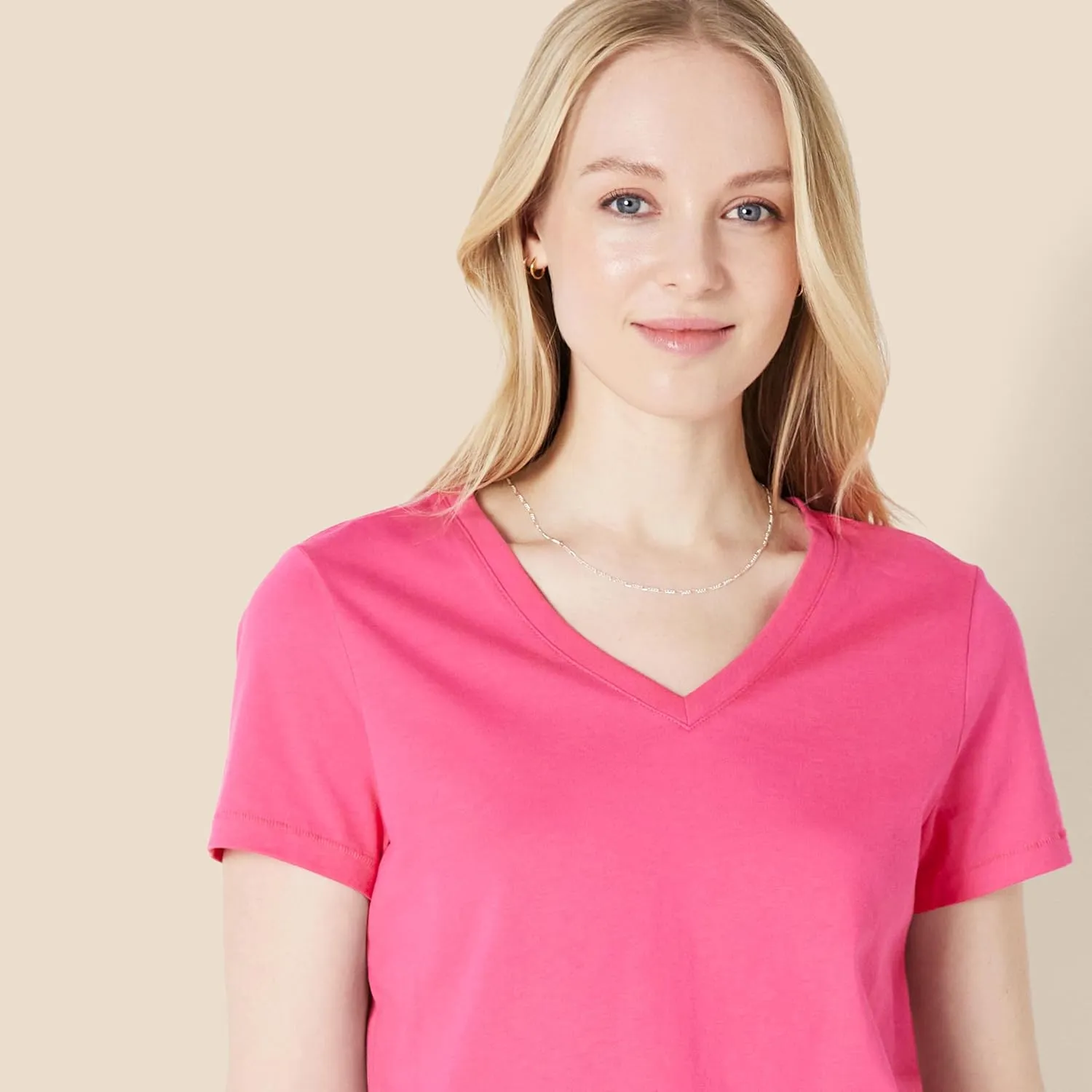 Amazon Essentials Women's Regular Fit 100% Cotton V-Neck Short Sleeve T-Shirt, Multipacks