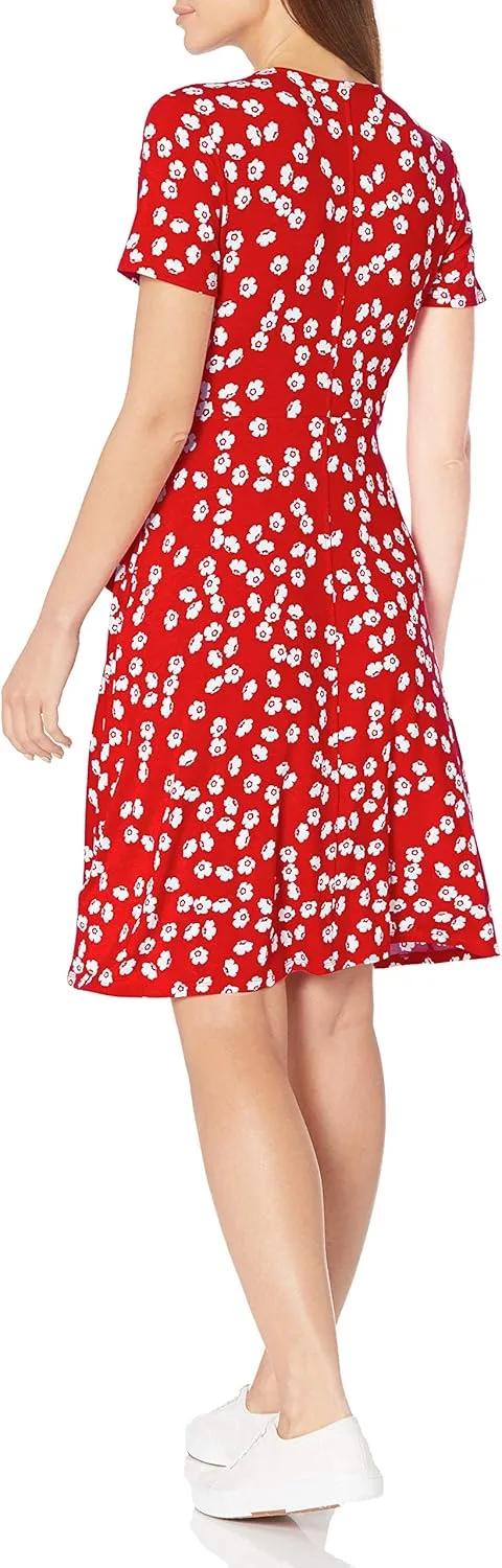 Amazon Essentials Women's Short Sleeve Faux-Wrap Dress