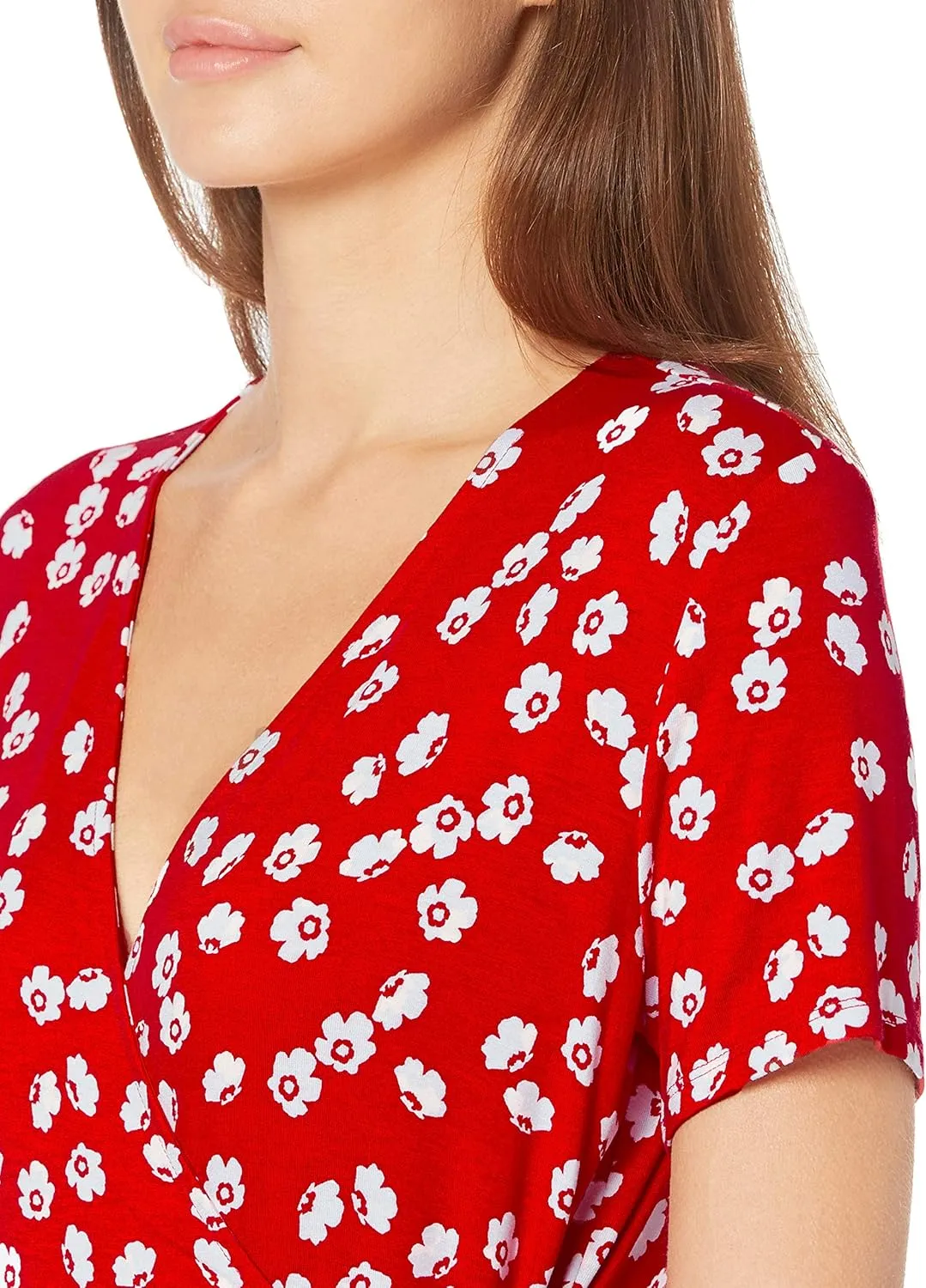 Amazon Essentials Women's Short Sleeve Faux-Wrap Dress