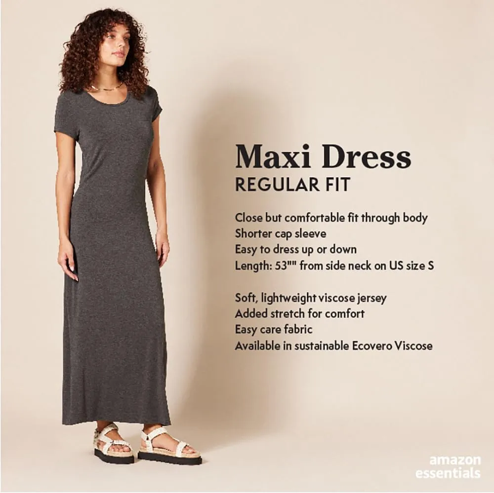 Amazon Essentials Women's Short-Sleeve Maxi Dress, Flowy