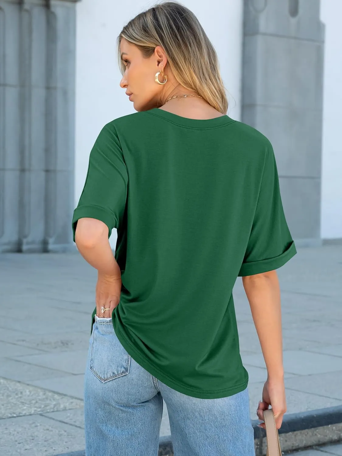 ANRABESS Women Oversized T Shirts Short Sleeve Summer Casual Loose Top Basic Tee with Pocket
