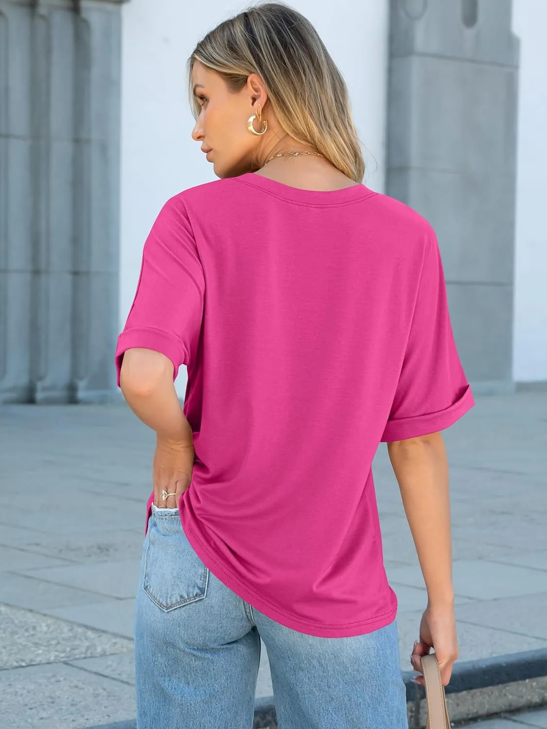 ANRABESS Women Oversized T Shirts Short Sleeve Summer Casual Loose Top Basic Tee with Pocket