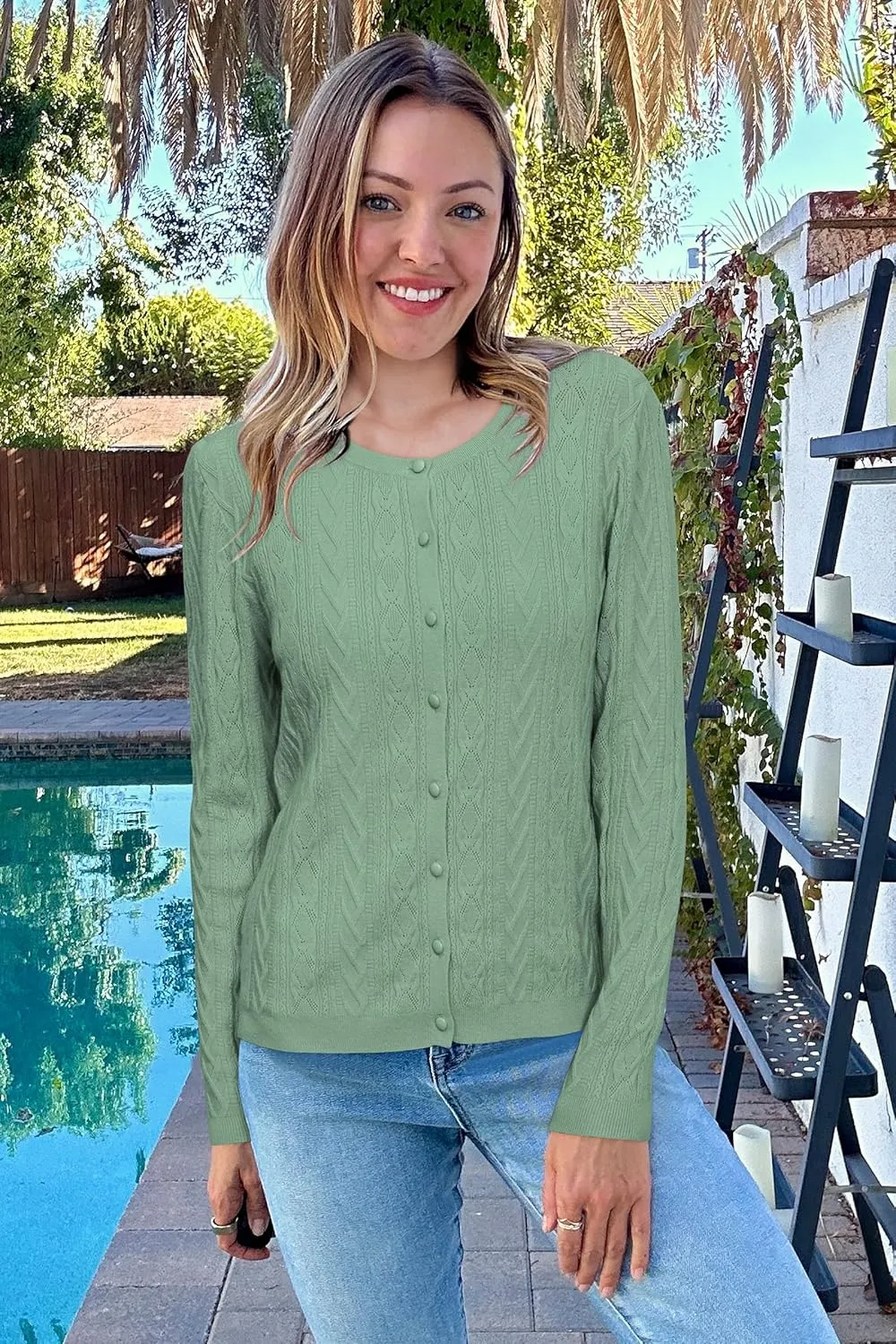 Arach&Cloz Women??s Cable Knit Fall Soft Lightweight Sweater Cardigans 2025
