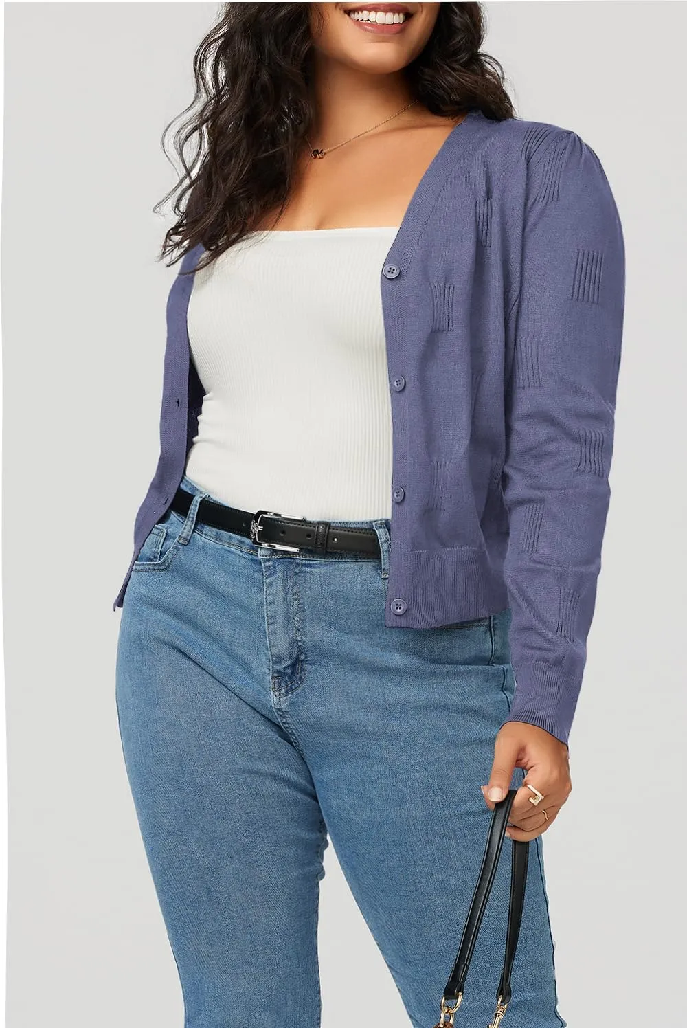 Arach&Cloz Women's Soft Cropped Cardigan Casual Lightweight Shrug Sweater Tops