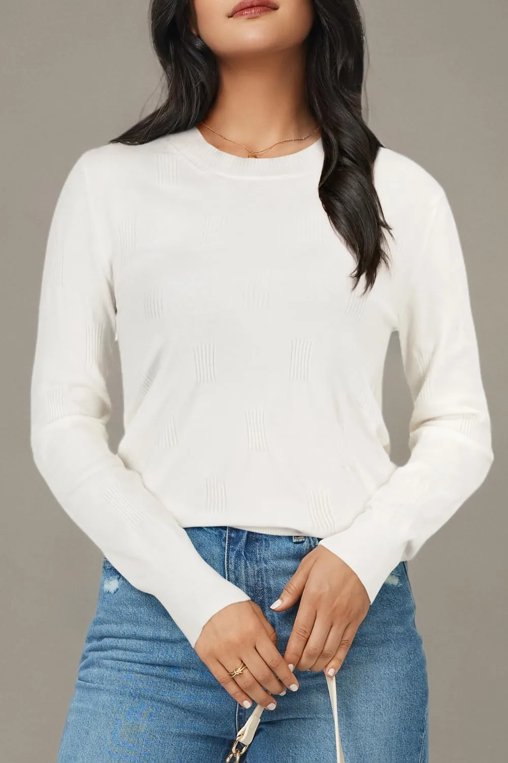 Arach&Cloz Women's Soft Knit Sweater Fall Dressy Casual Pullover Tops