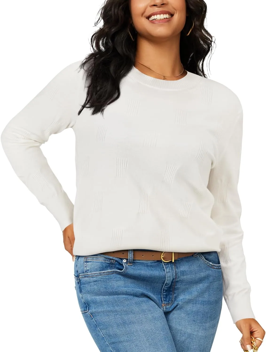 Arach&Cloz Women's Soft Knit Sweater Fall Dressy Casual Pullover Tops