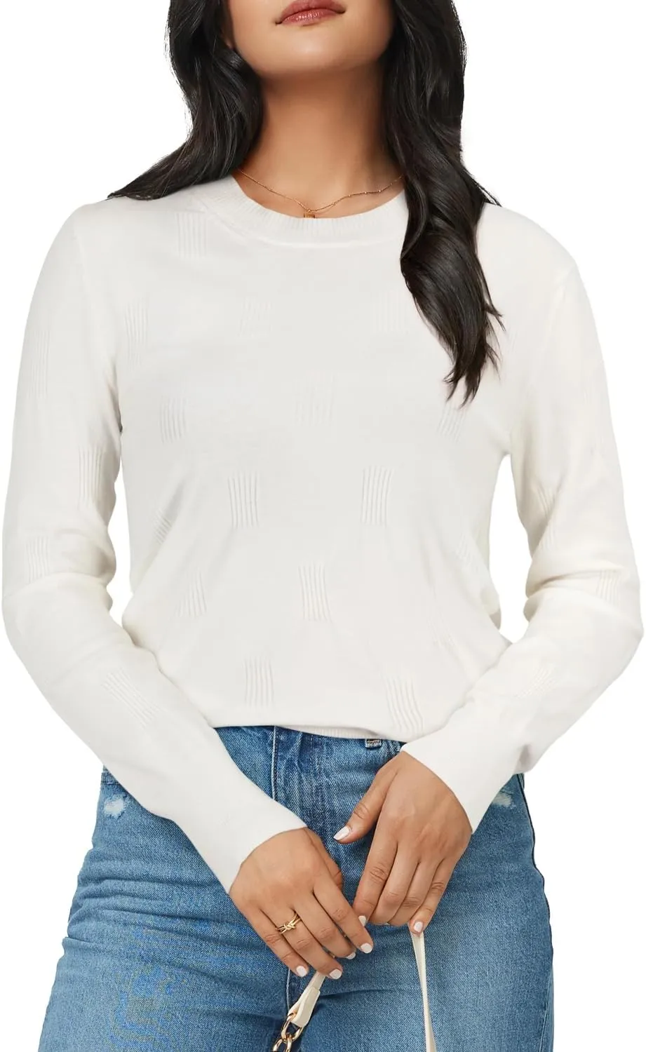 Arach&Cloz Women's Soft Knit Sweater Fall Dressy Casual Pullover Tops