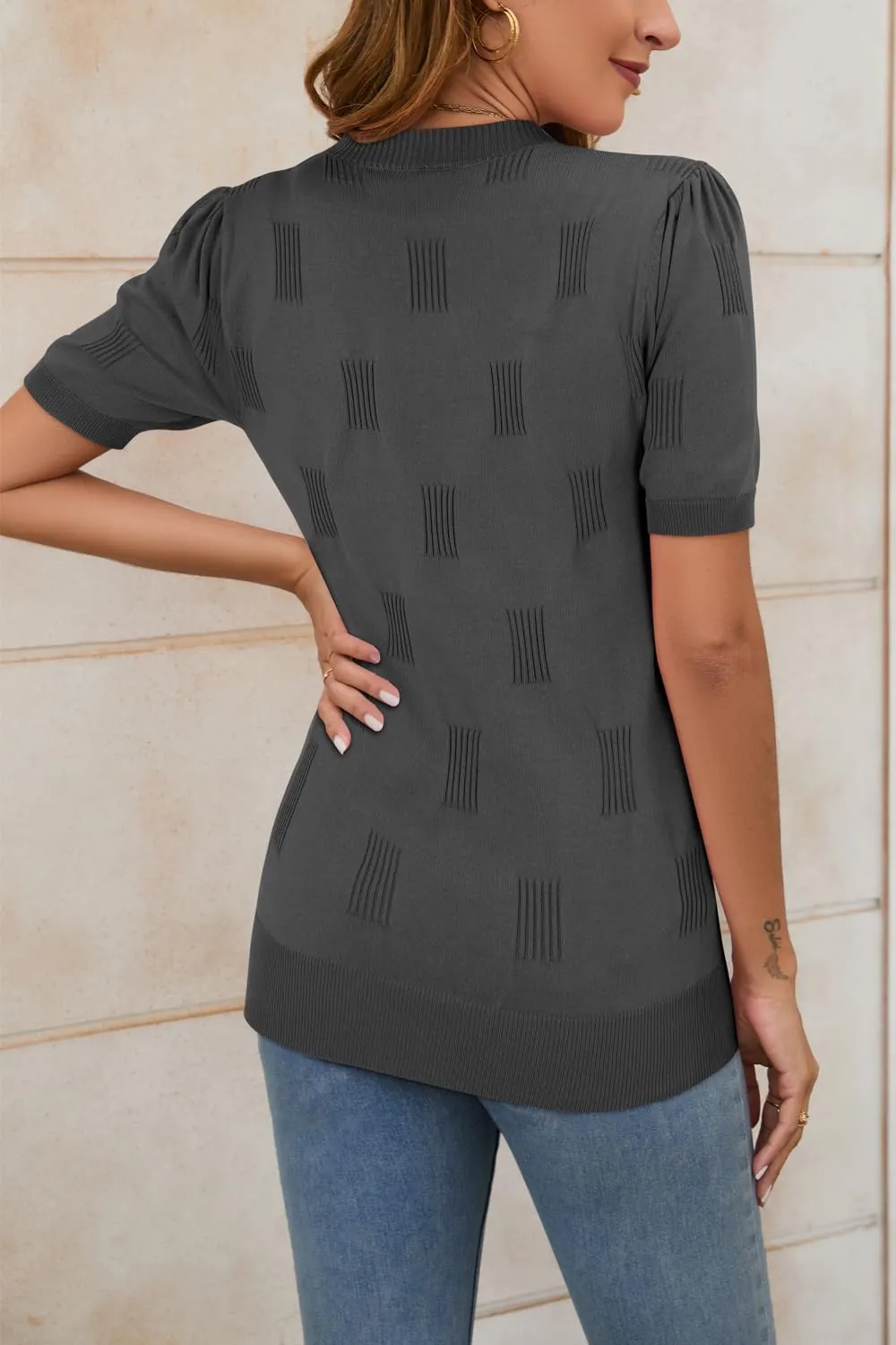 Arach&Cloz Women's Summer Lightweight Tops Short Sleeve Dressy Blouse
