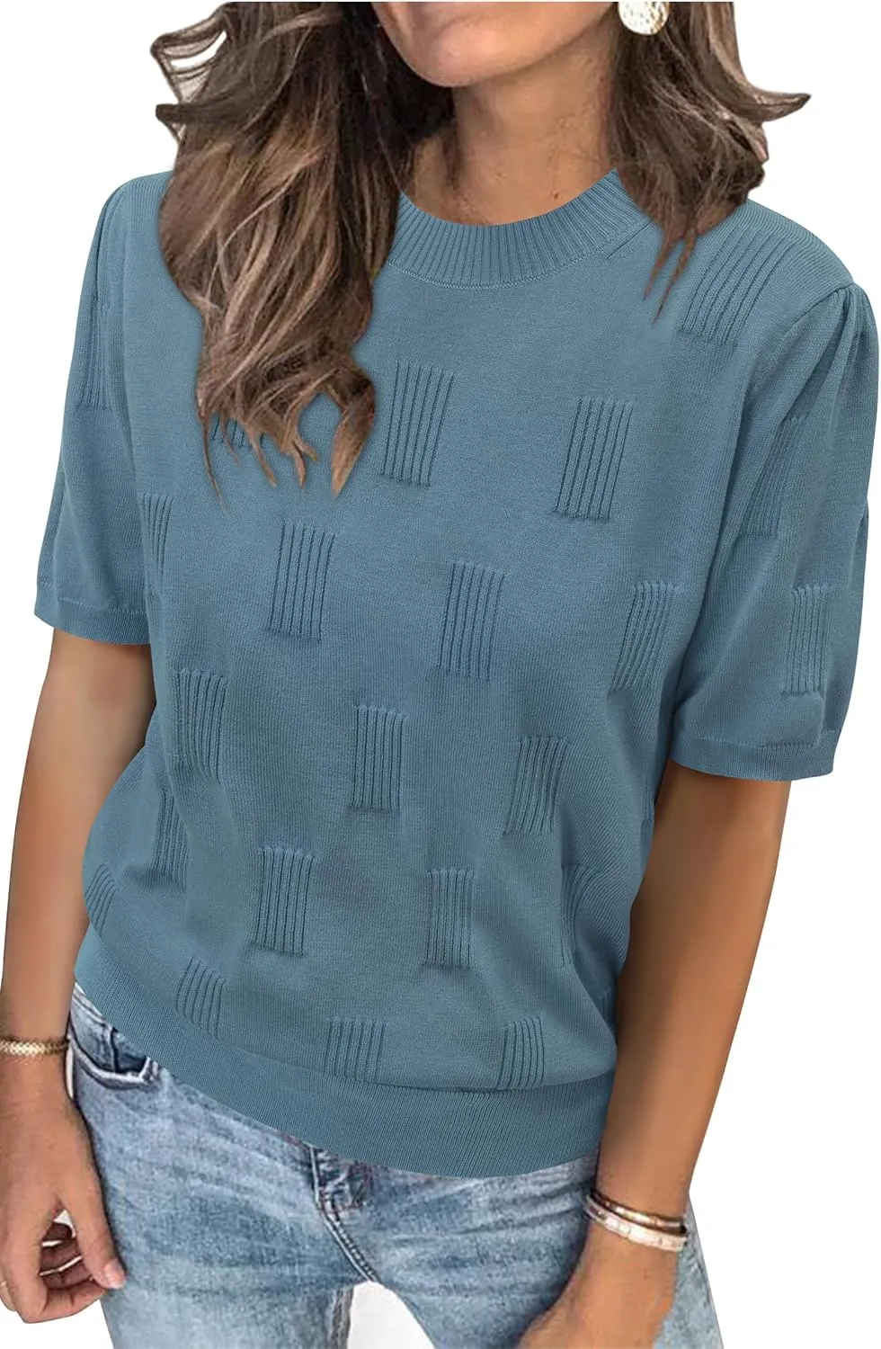 Arach&Cloz Women's Summer Lightweight Tops Short Sleeve Dressy Blouse