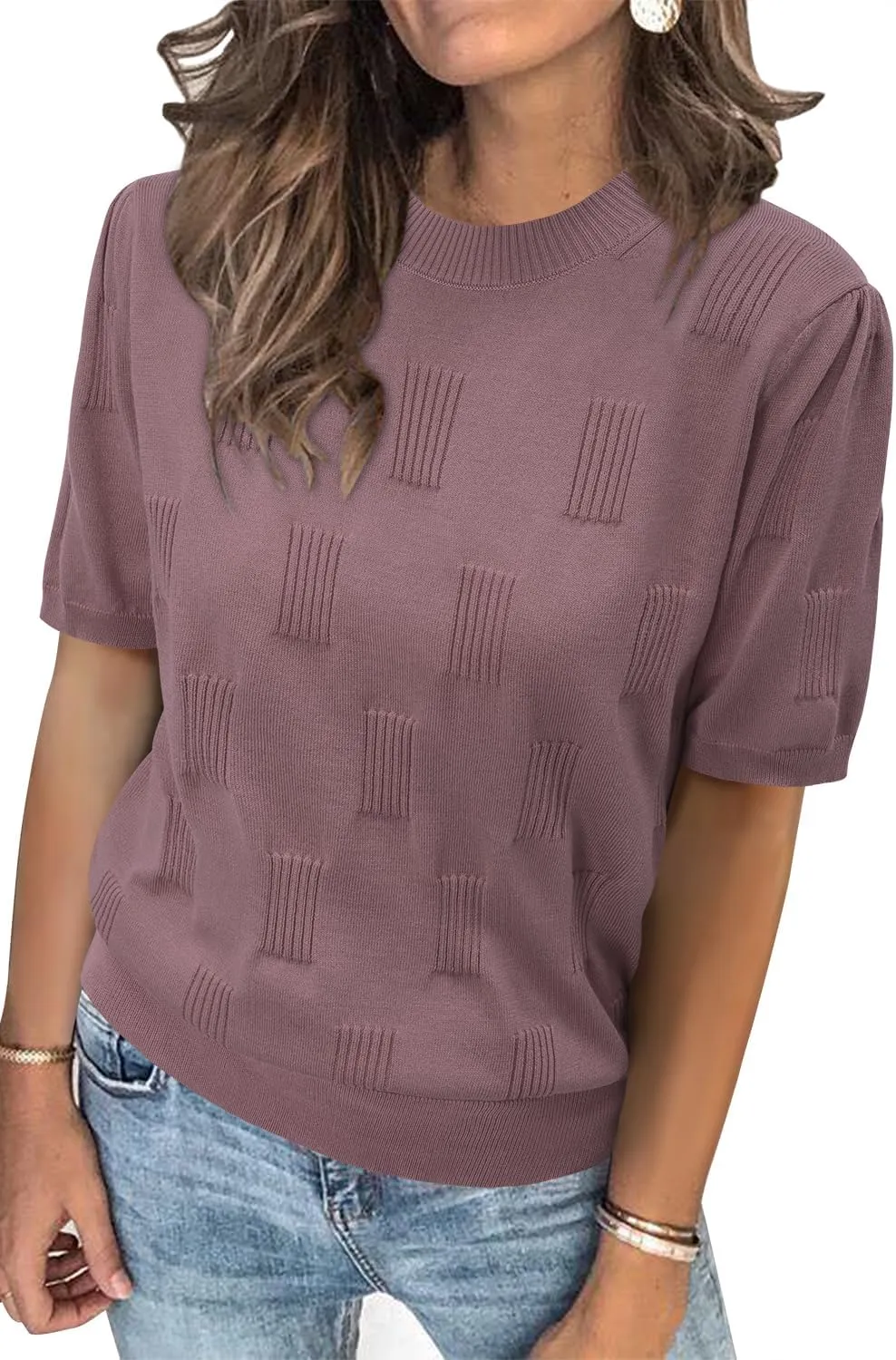 Arach&Cloz Women's Summer Lightweight Tops Short Sleeve Dressy Blouse