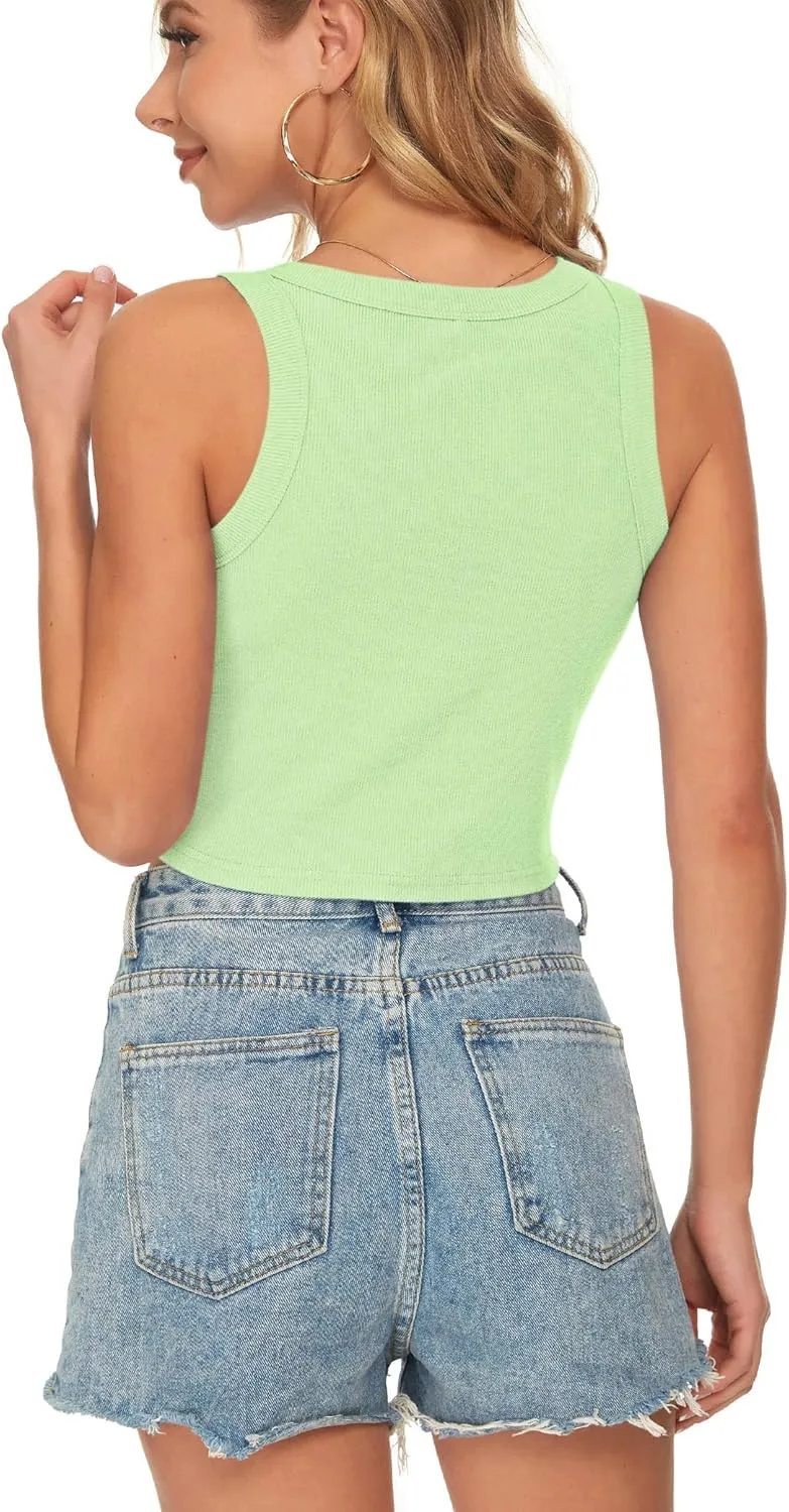 AUSELILY Womens Tank Top Womens Round Neck Basic Racerback Ribbed Tank Top Women