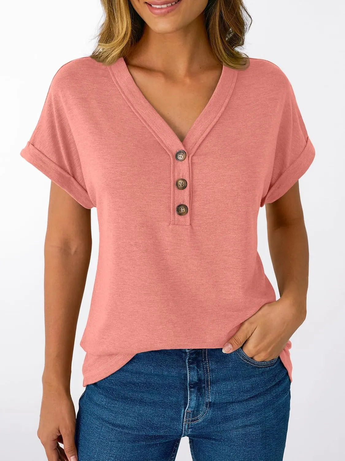 AUTOMET Short Sleeve V Neck T Shirts Womens Cap Sleeve Summer Casual Dressy Tops