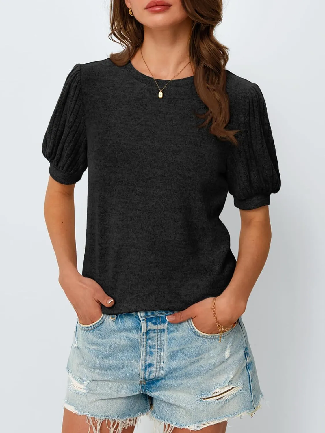 AUTOMET Womens Summer Tops Dressy Casual Blouses Business Short Sleeve Shirt 2025 Cute Trendy Sweater