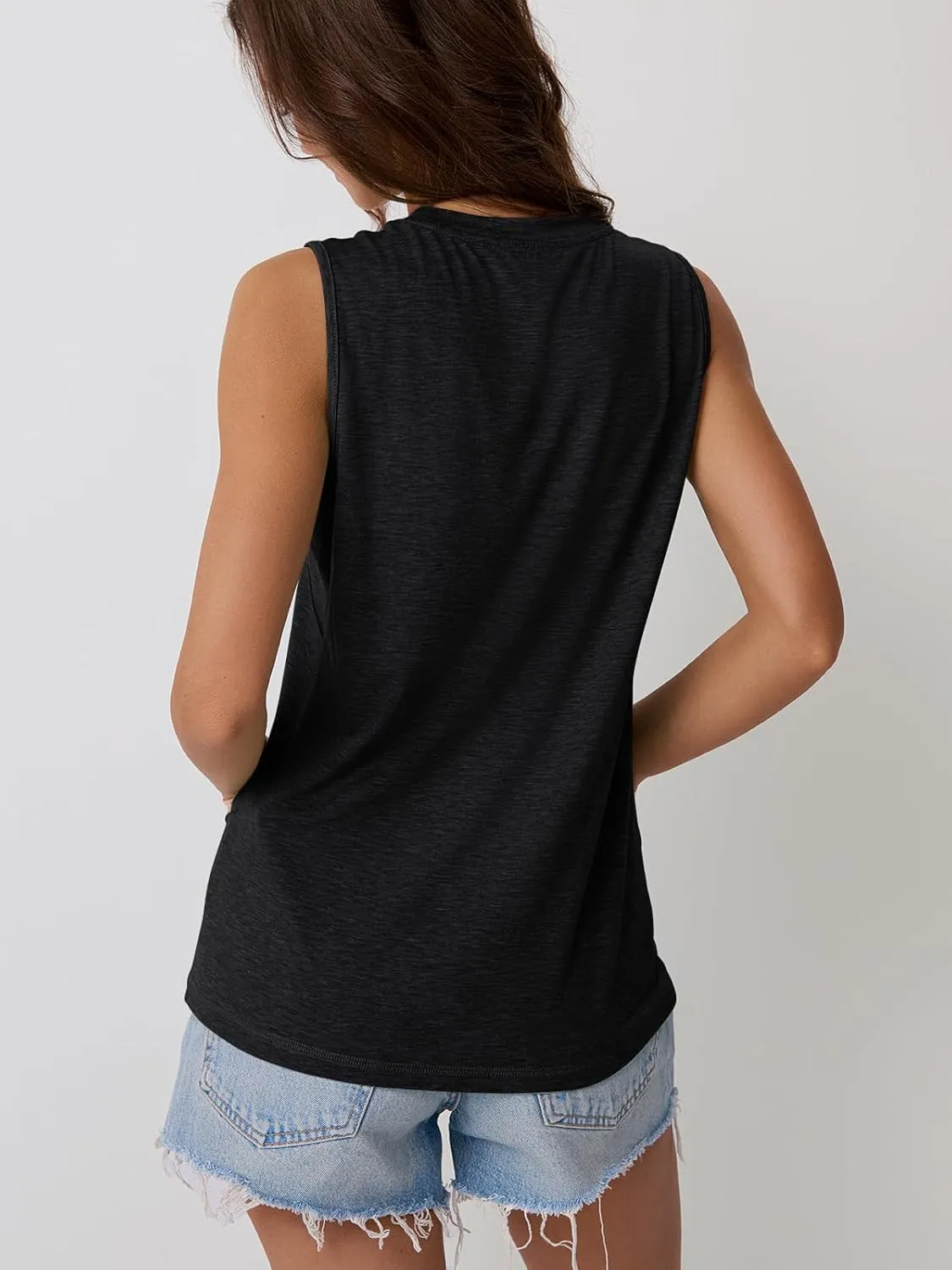 AUTOMET Womens Tank Tops Sleeveless Loose Fit Summer Shirts with Textured Line Details