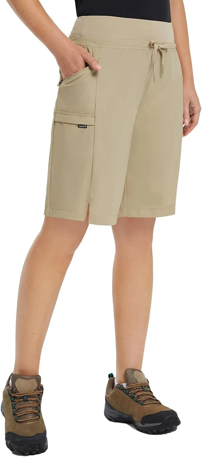 baleaf Women's Hiking Long Shorts 9"/11" Quick Dry Bermuda Cargo for Curvy Lightweight Pockets