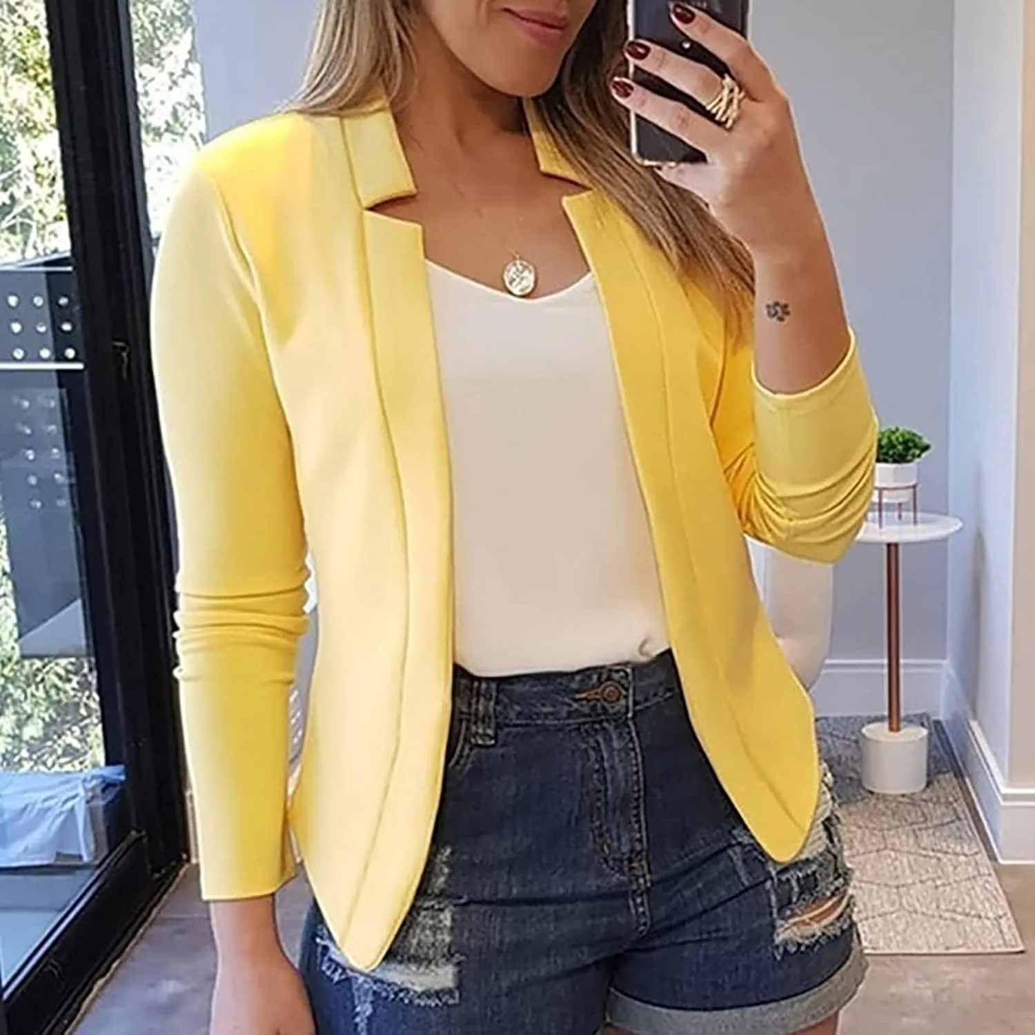 Blazer Jackets for Women Fashion Dressy Open Front Cardigan Jacket Casual Long Sleeve Work Office Suit Jacket