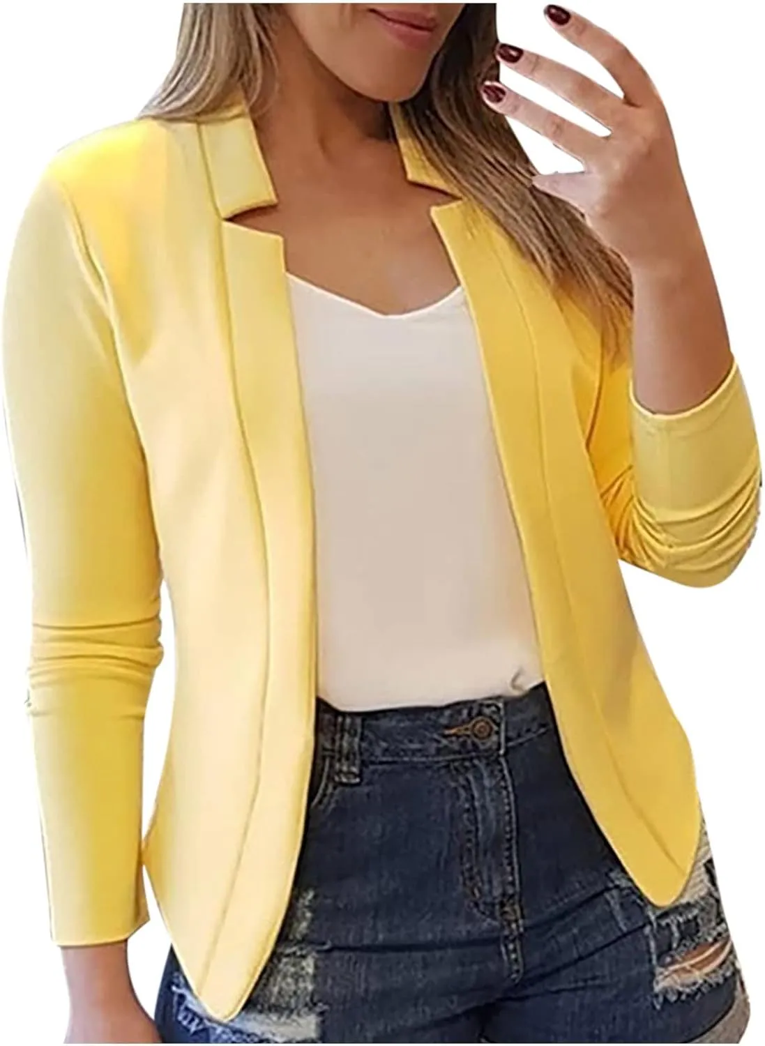 Blazer Jackets for Women Fashion Dressy Open Front Cardigan Jacket Casual Long Sleeve Work Office Suit Jacket