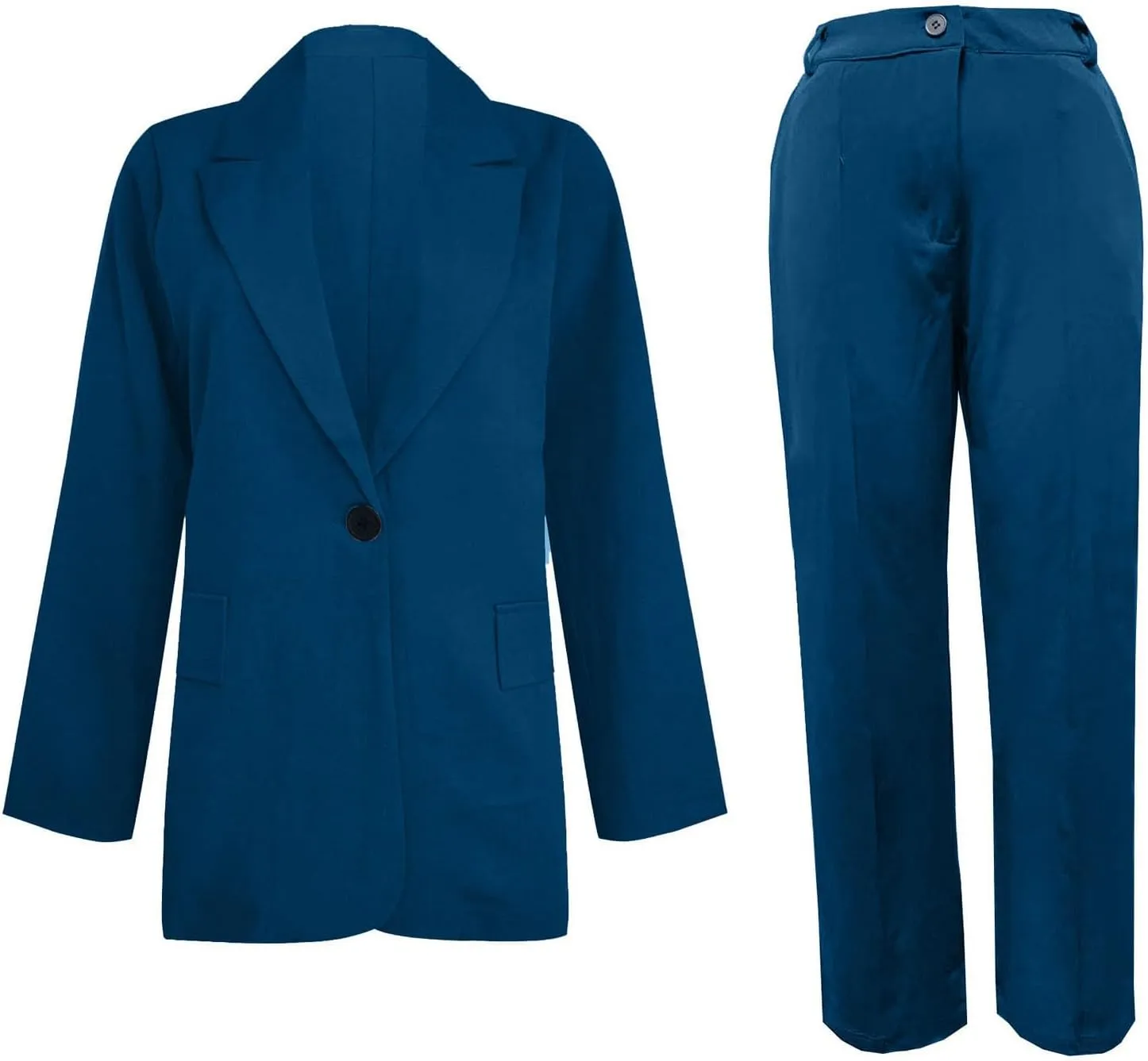 Blazer Sets Women 2 Piece Outfits Business Casual Jackets Plus Size Cardigan Coat Pockets Long Pants Suit