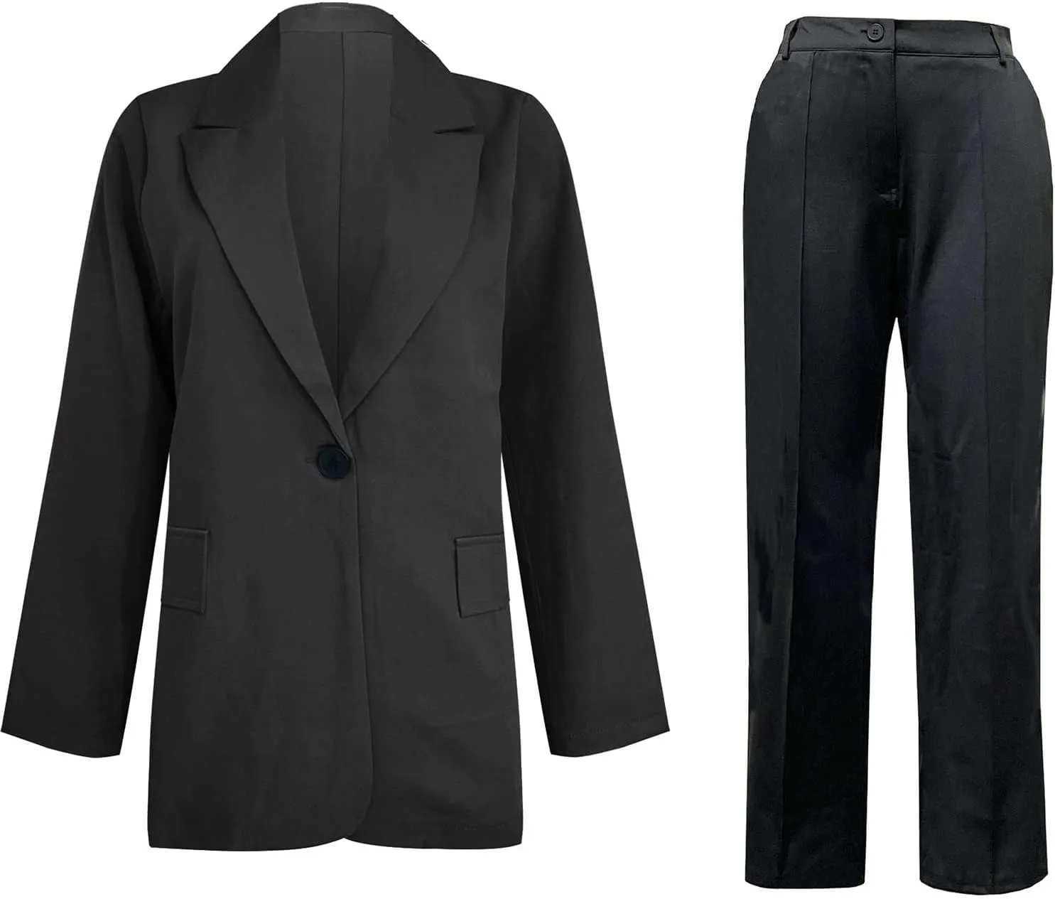 Blazer Sets Women 2 Piece Outfits Business Casual Jackets Plus Size Cardigan Coat Pockets Long Pants Suit