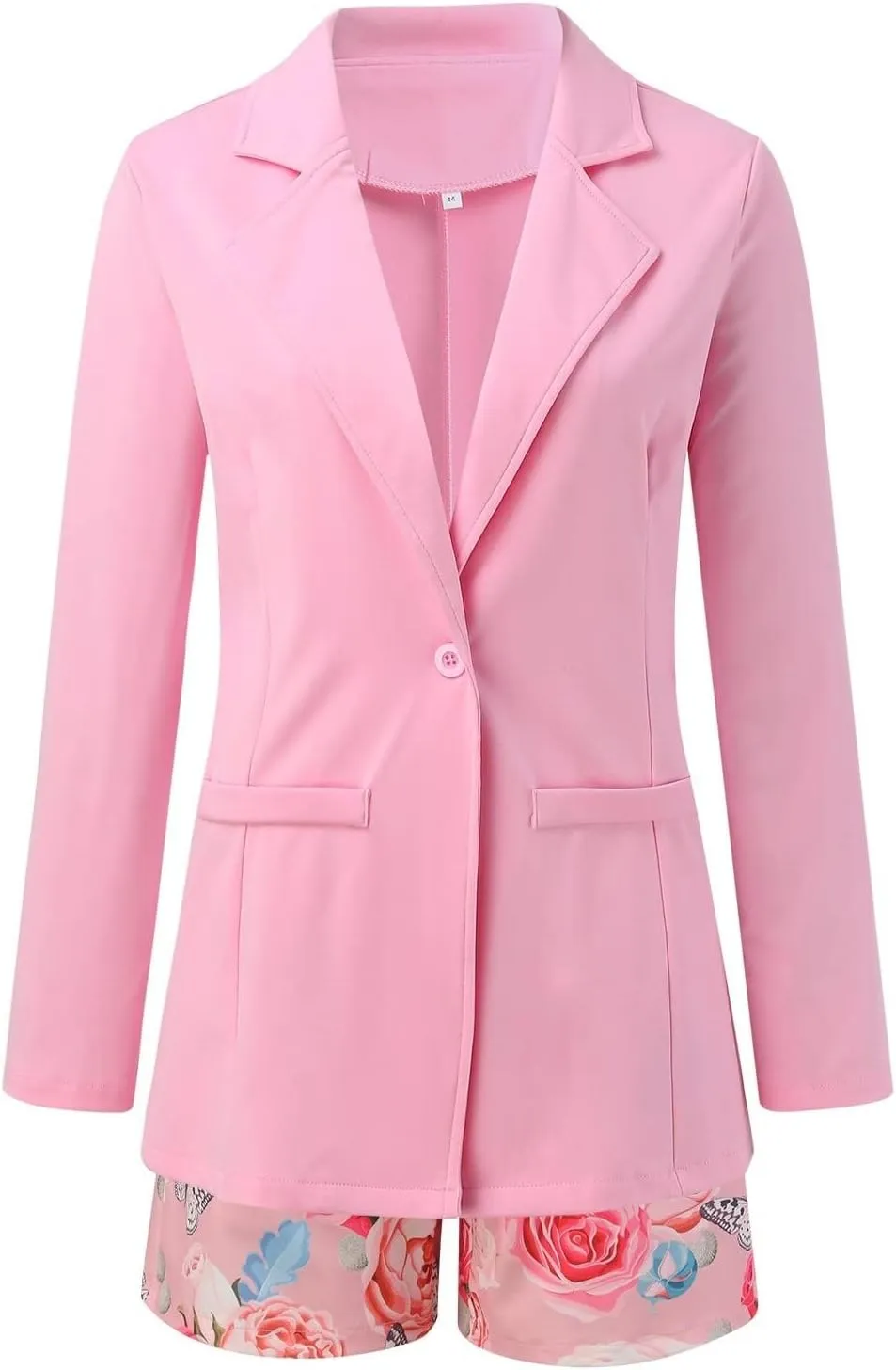 Blazer Sets Women 2 Piece Outfits with Belt Business Casual Jackets Elegant Cardigan Coat Floral Shorts Suit