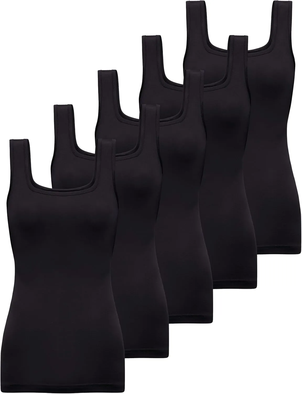 BQTQ 5 Pack Womens Square Neck Tank Tops Sleeveless Ladies Tank Top Undershirts