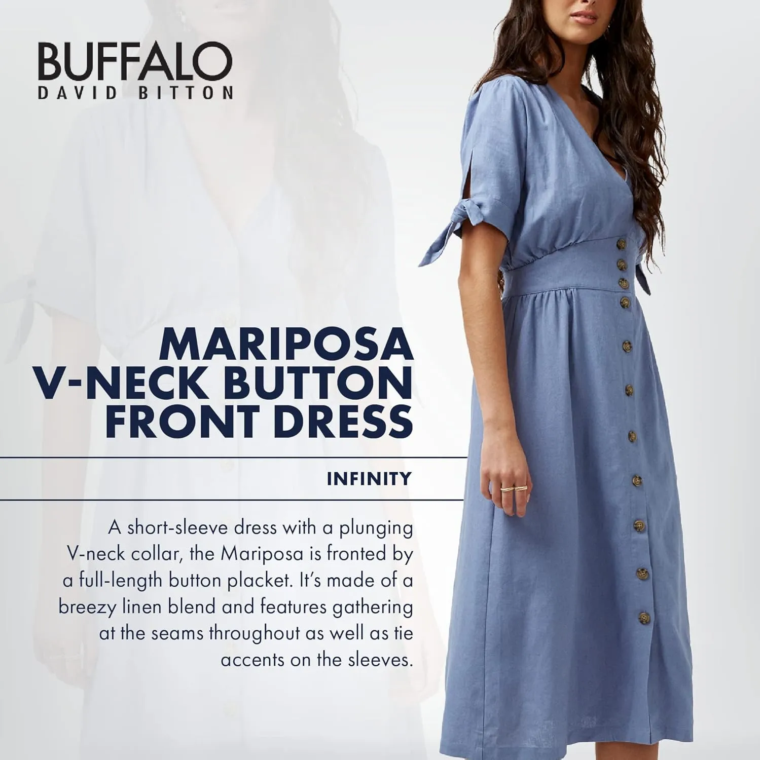 Buffalo David Bitton Women's Mariposa V Neck Button Front Dress 2