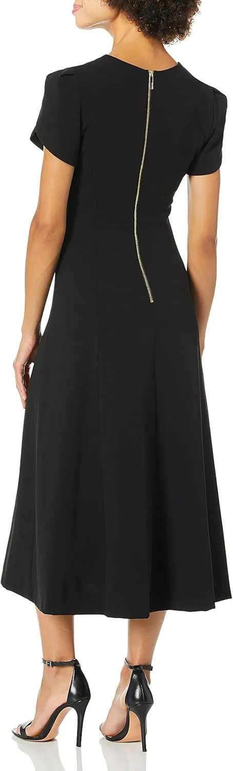 Calvin Klein Women's Tulip Sleeve A-line Midi Dress