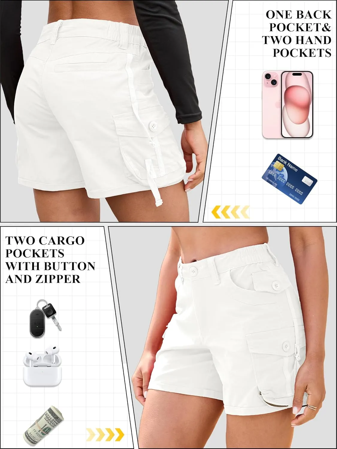 Cargo Shorts for Women High Wasited Stretchy Casual Summer Trendy Cute Shorts with Pockets