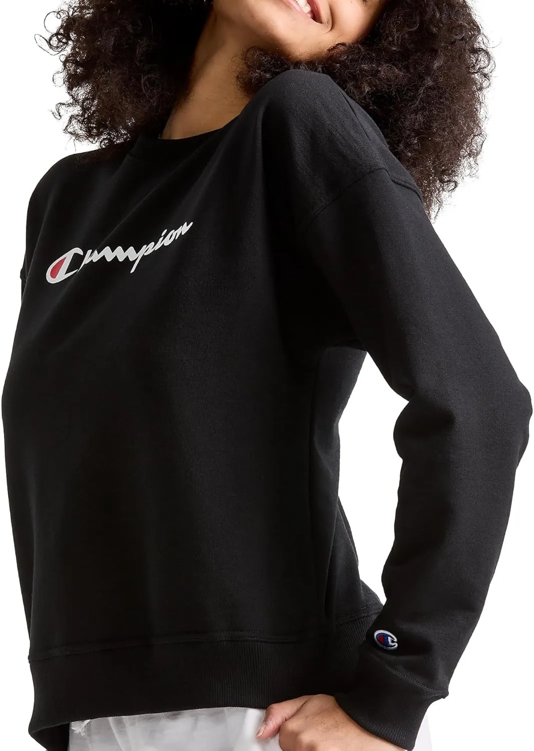 Champion Women's Sweatshirt, Powerblend, Crewneck for Women, Script (Plus Size Available)