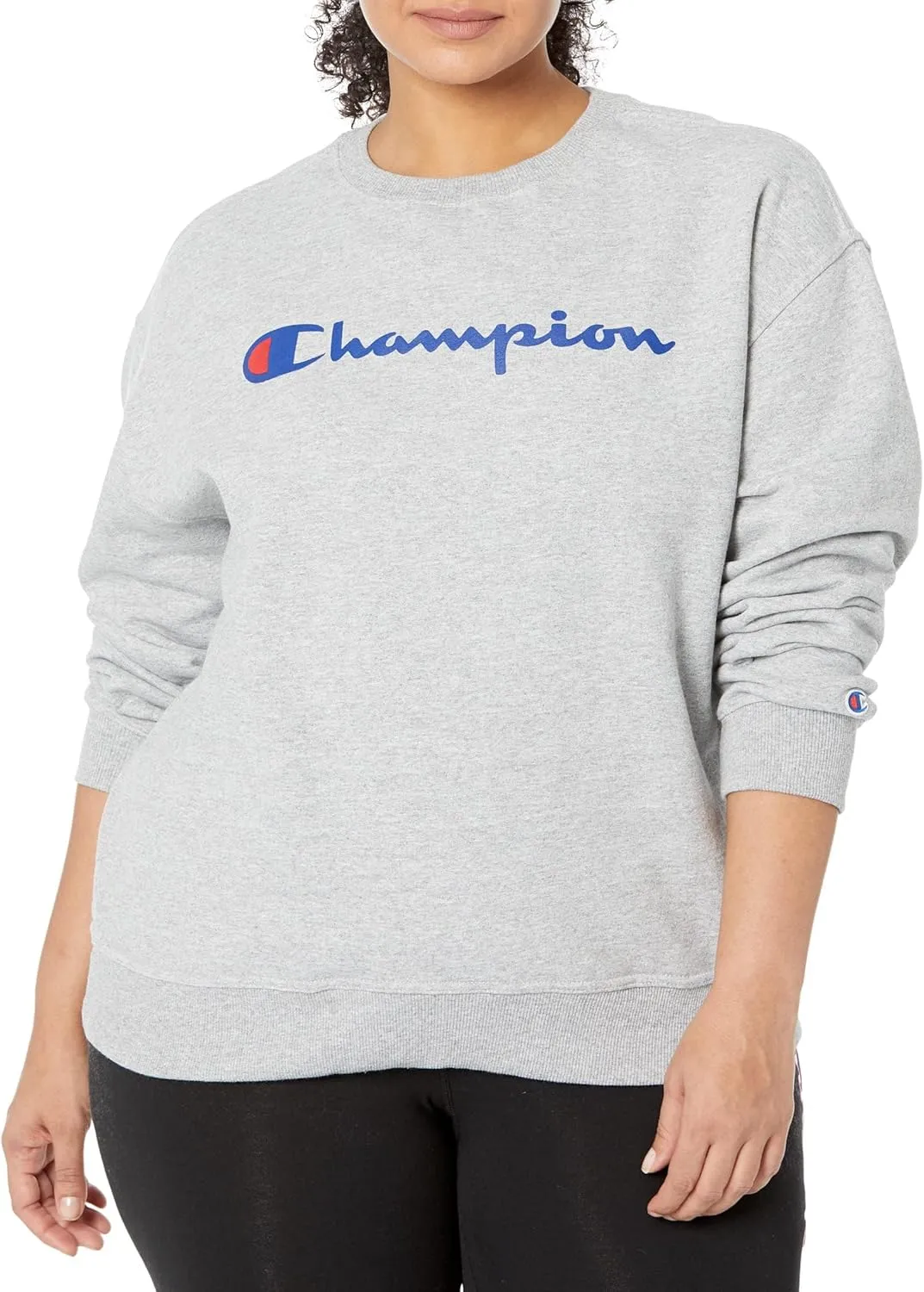 Champion Women's Sweatshirt, Powerblend, Crewneck for Women, Script (Plus Size Available)