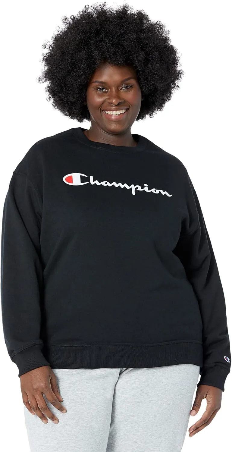 Champion Women's Sweatshirt, Powerblend, Crewneck for Women, Script (Plus Size Available)
