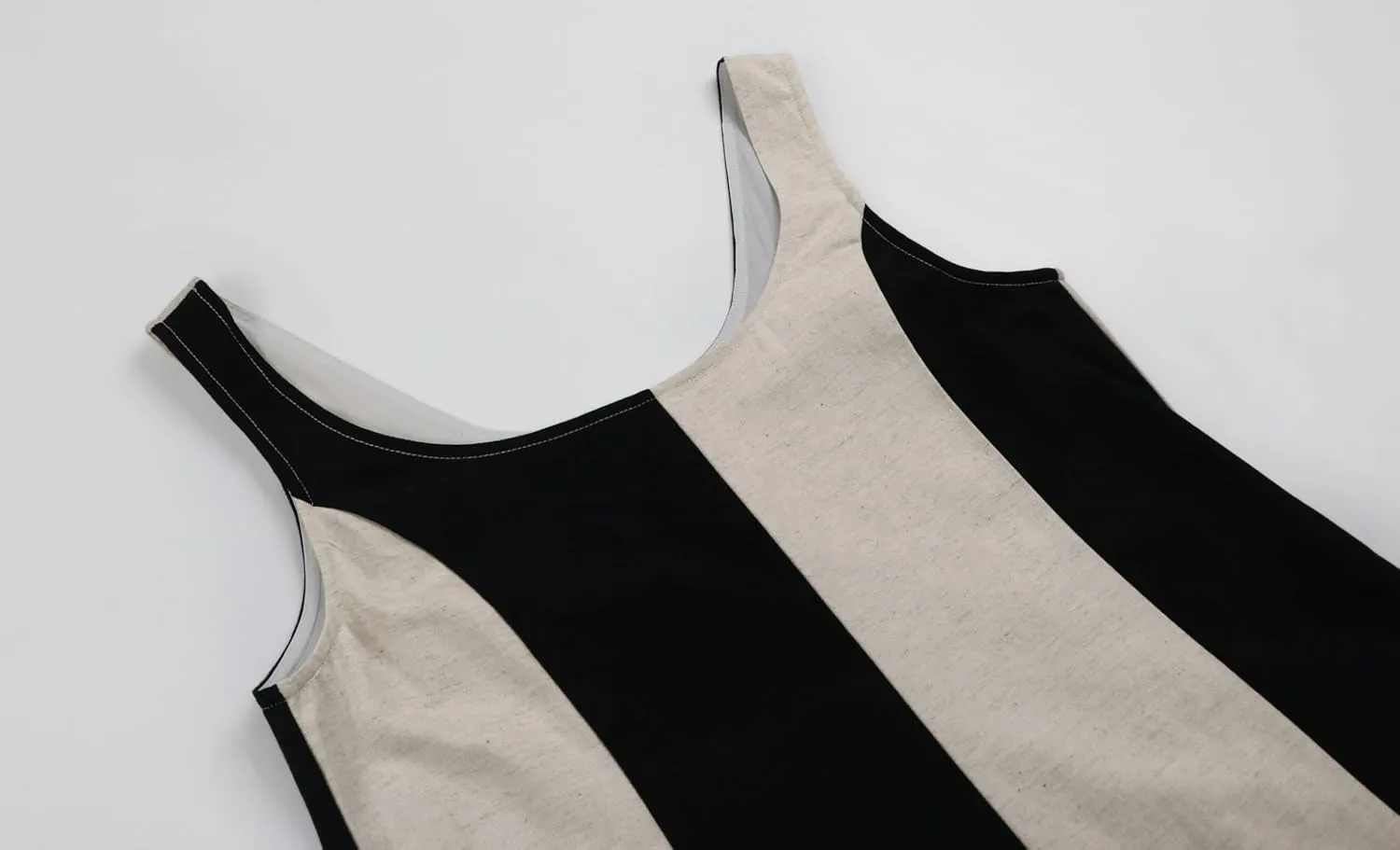 CHARTOU Women Summer Sleeveless Linen Dress Color Block Short Beach Vacation Tank Dress