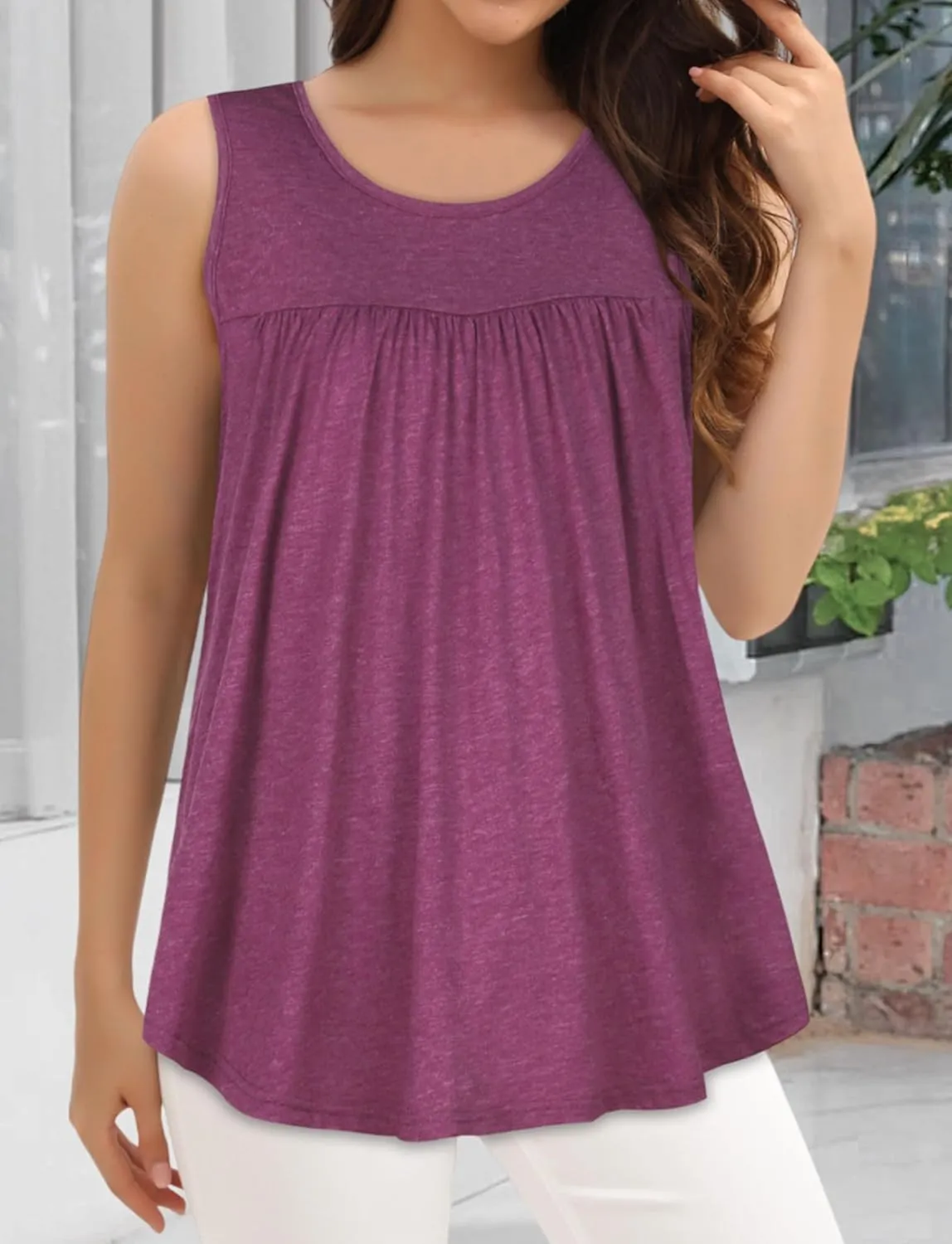 CHICGAL Womens Summer Tank Tops Sleeveless T Shirt Casual Loose Fit Tunic Blouses