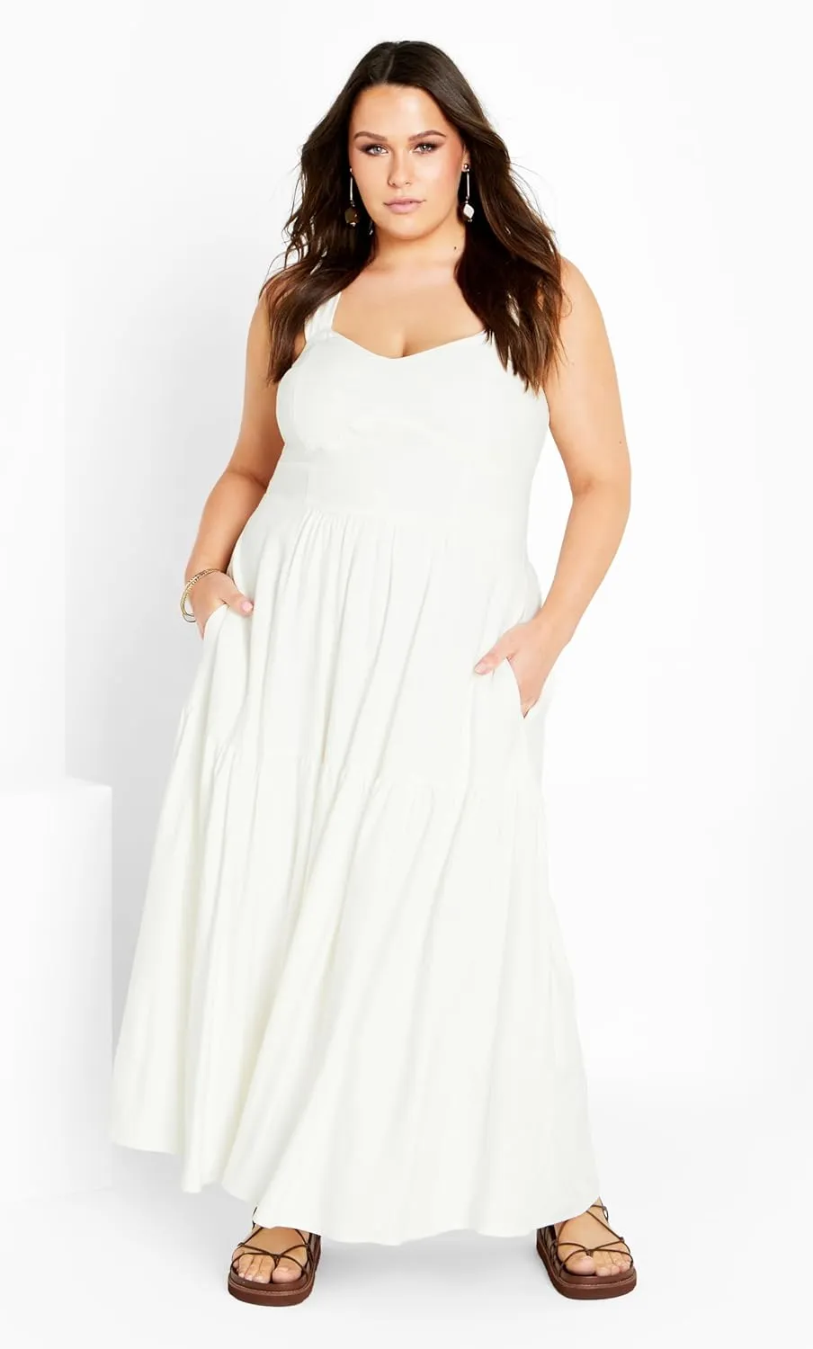 City Chic Women's Bailey Sweetheart Neck Tier Dress