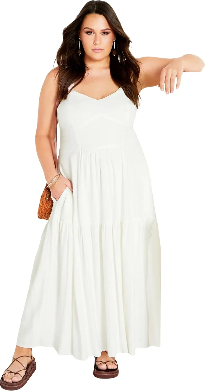 City Chic Women's Bailey Sweetheart Neck Tier Dress