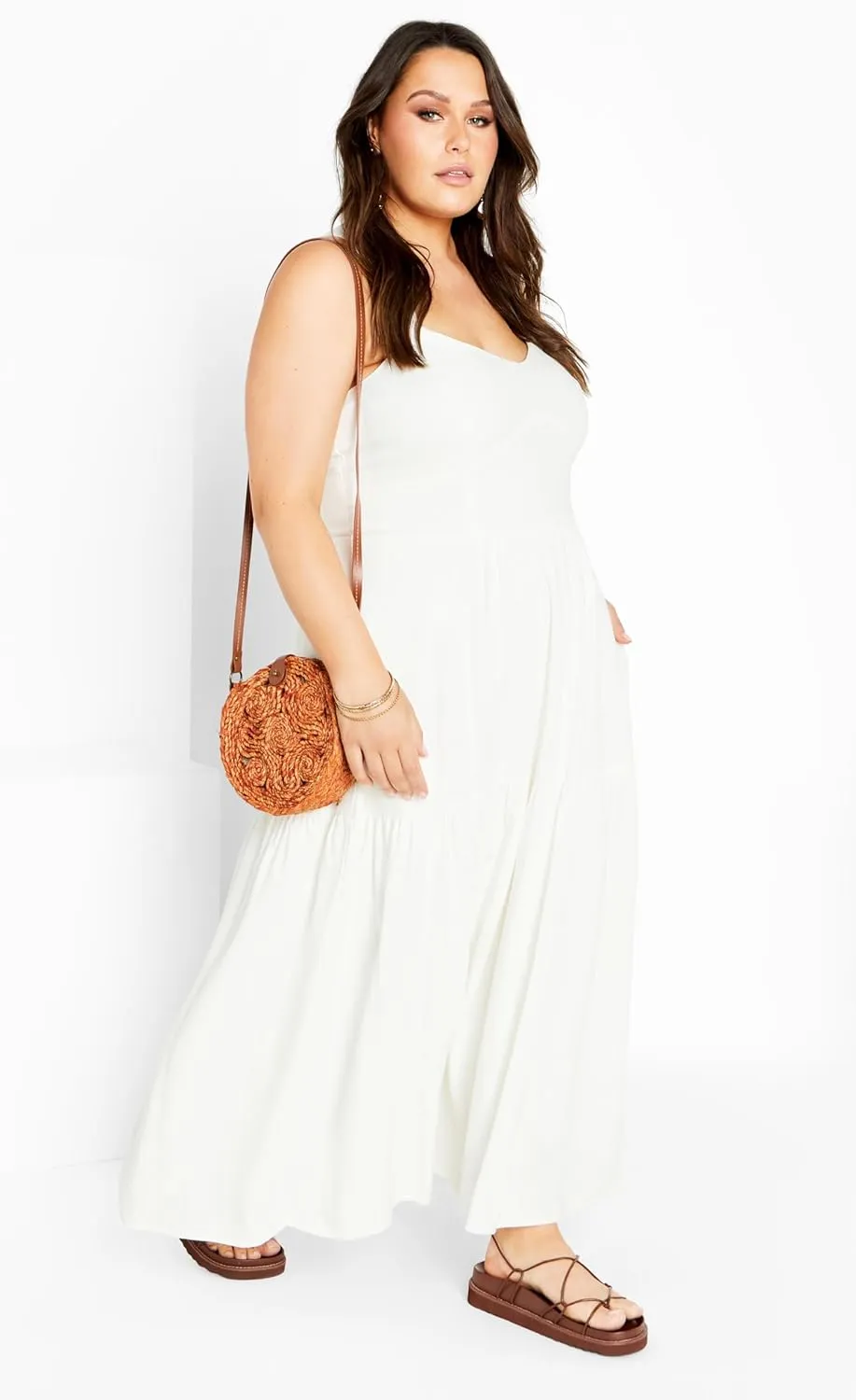 City Chic Women's Bailey Sweetheart Neck Tier Dress