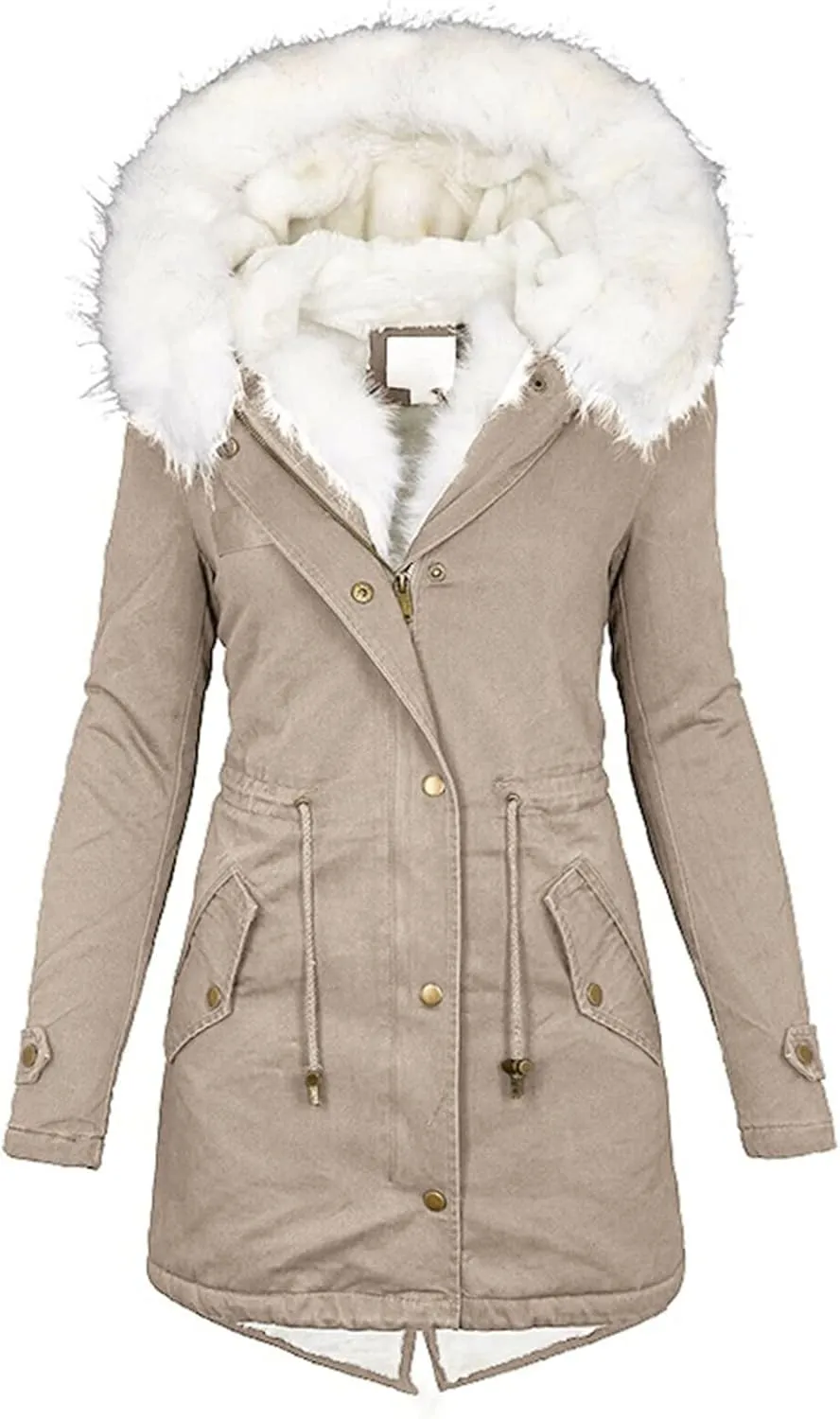 cooki Winter Coats for Women 2023 Casual Women's Sherpa Fleece Full-Zip Hooded Jacket Fall Warm Coats Pullover Lined Jackets