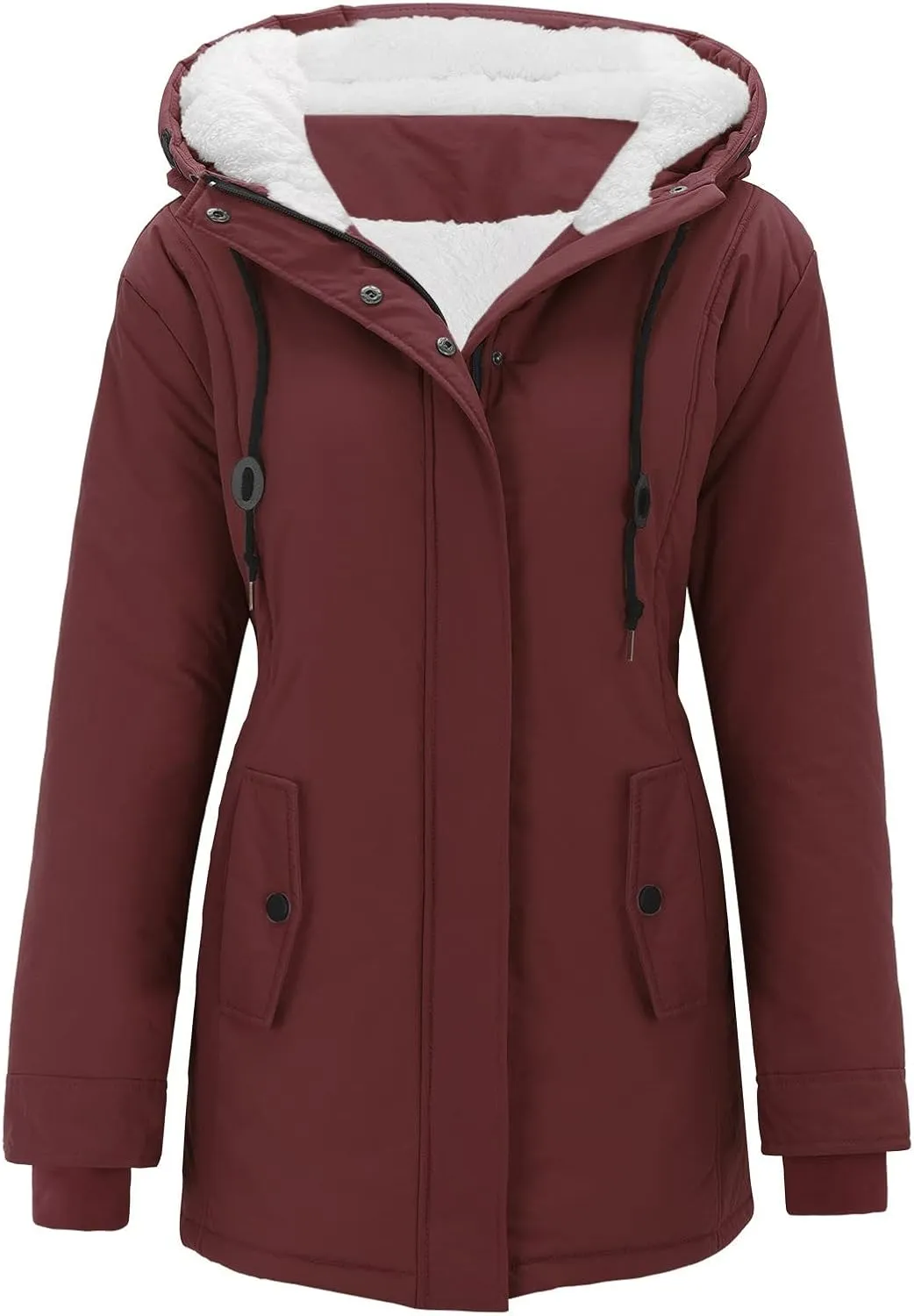 cooki Winter Coats for Women 2023 Casual Women's Sherpa-Lined Fleece Full-Zip Hooded Jacket Fall Warm Coats Pullover Jackets