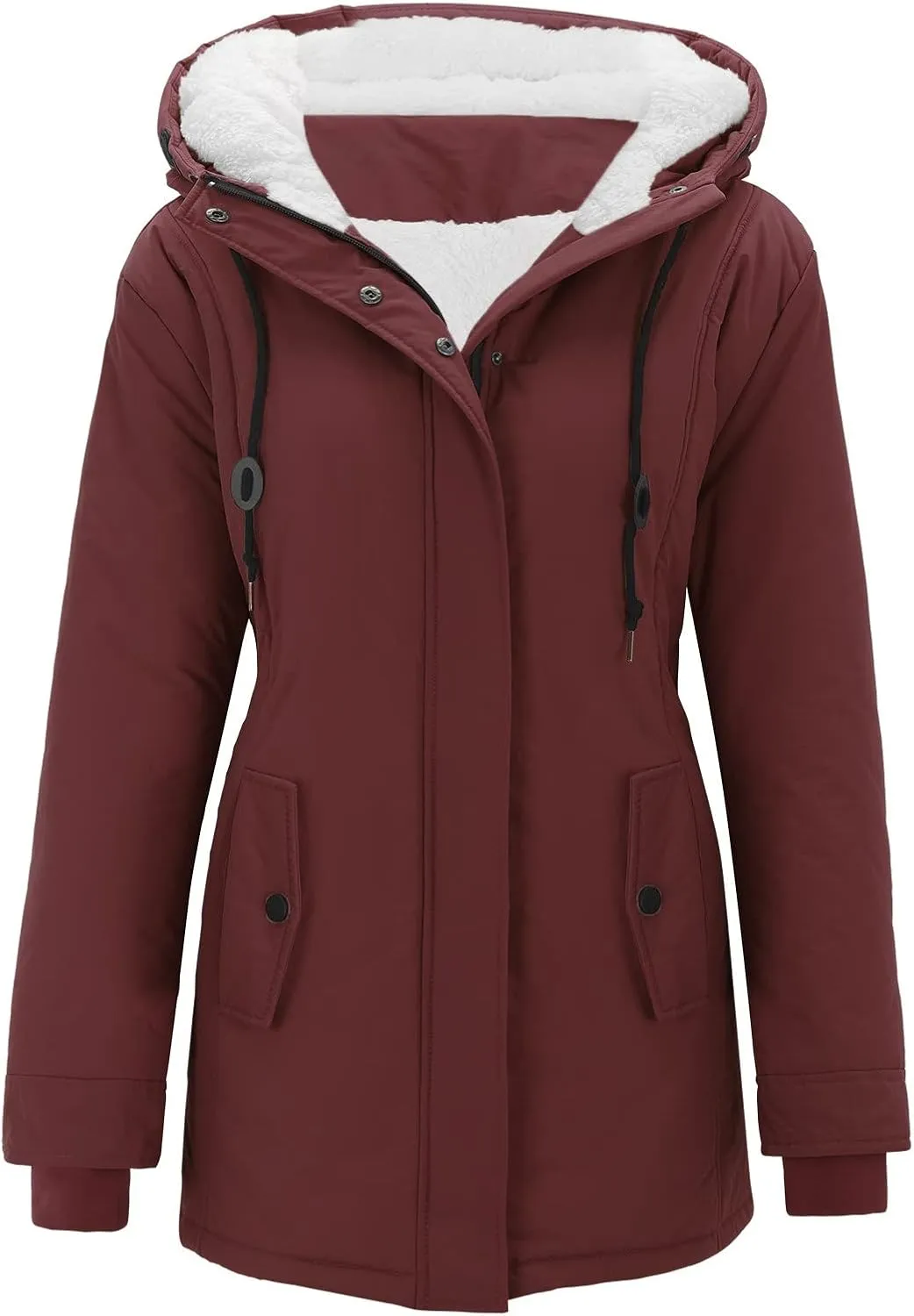 cooki Winter Coats for Women 2023 Casual Women's Sherpa-Lined Fleece Full-Zip Hooded Jacket Fall Warm Coats Pullover Jackets