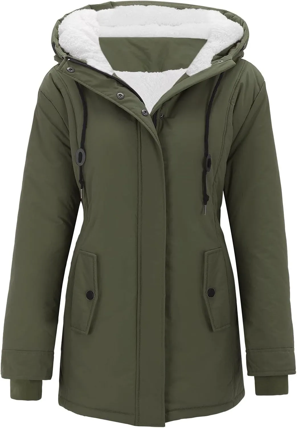 cooki Winter Coats for Women 2023 Casual Women's Sherpa-Lined Fleece Full-Zip Hooded Jacket Fall Warm Coats Pullover Jackets