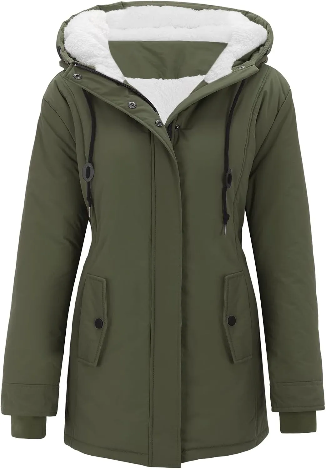 cooki Winter Coats for Women 2023 Casual Women's Sherpa-Lined Fleece Full-Zip Hooded Jacket Fall Warm Coats Pullover Jackets