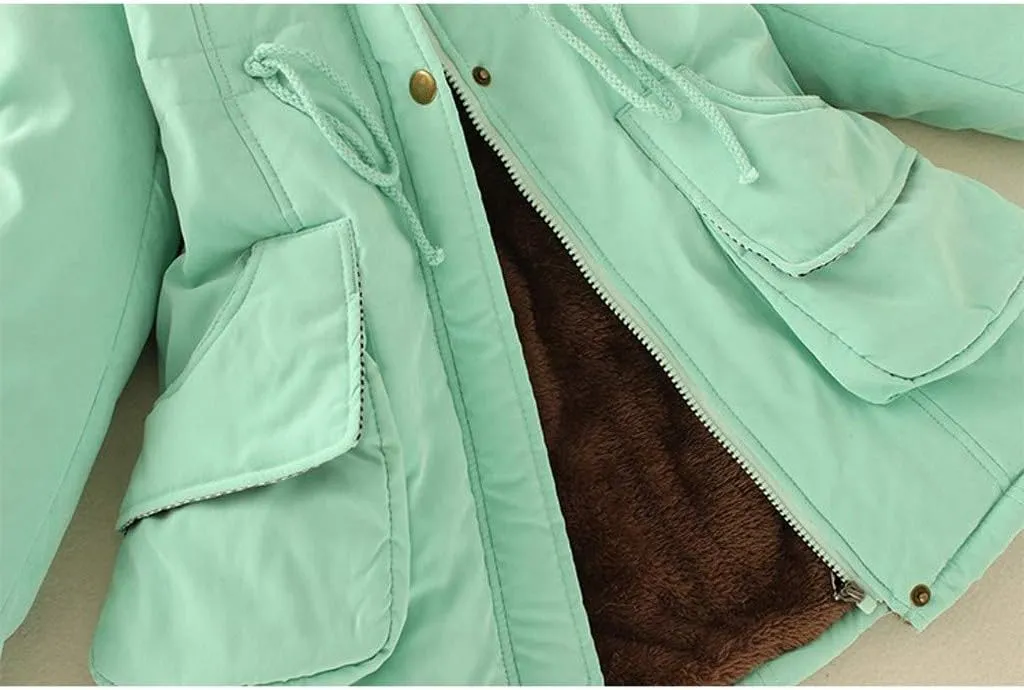 cooki Winter Coats for Women Fleece Lined Puffer Coat Women Long Thickened Down Coat Windproof Parka Hooded Puffer Jackets