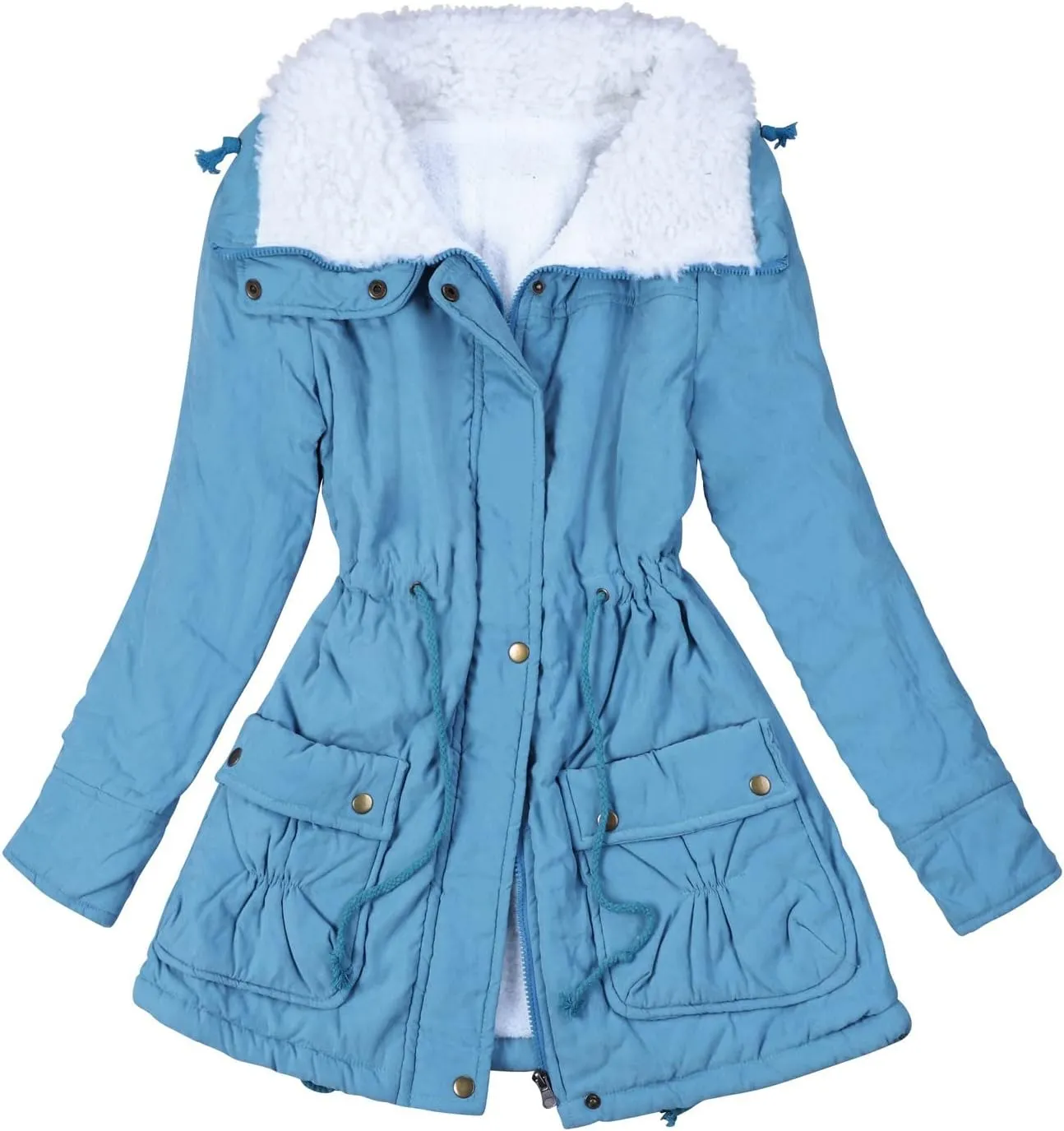 cooki Womens Winter Coats Hooded Warm Puffer Quilted Thicken Parka Jacket With Fur Trim Coat Fleece Lined Jackets Cotton Coat