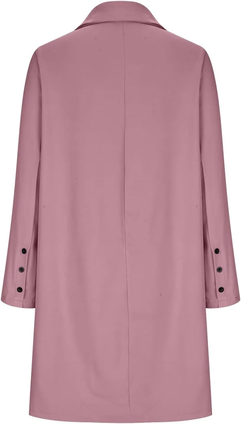 cooki Women's Winter Trench Coats Fashion, Basic Breasted Lapel Slim Long Sleeve Fall Warm Mid-Long Jacket Pea Coat Overwear