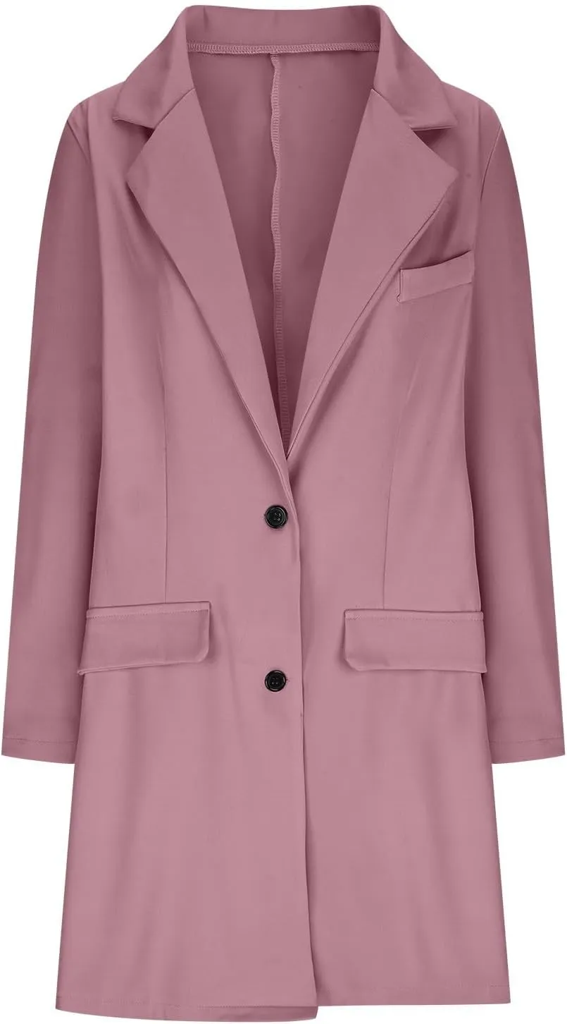 cooki Women's Winter Trench Coats Fashion, Basic Breasted Lapel Slim Long Sleeve Fall Warm Mid-Long Jacket Pea Coat Overwear