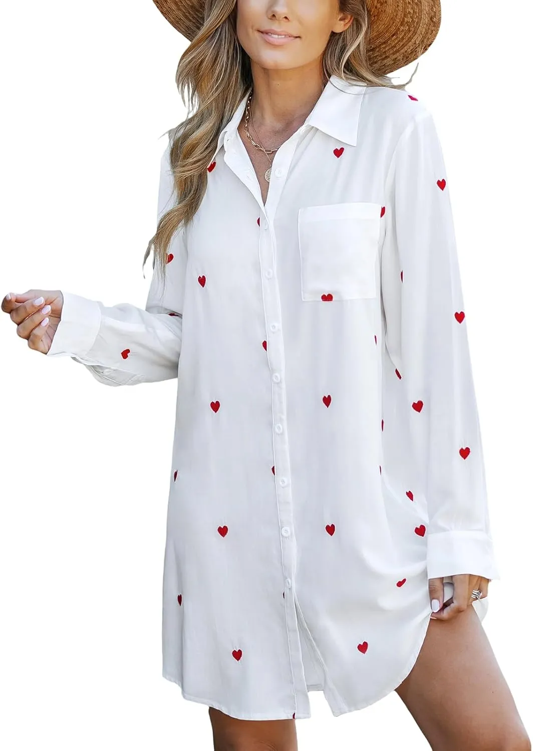 CUPSHE Dress Button Down Shirt Dress Long Sleeve Blouse Top Leopard Print