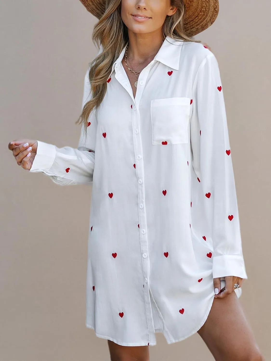 CUPSHE Dress Button Down Shirt Dress Long Sleeve Blouse Top Leopard Print